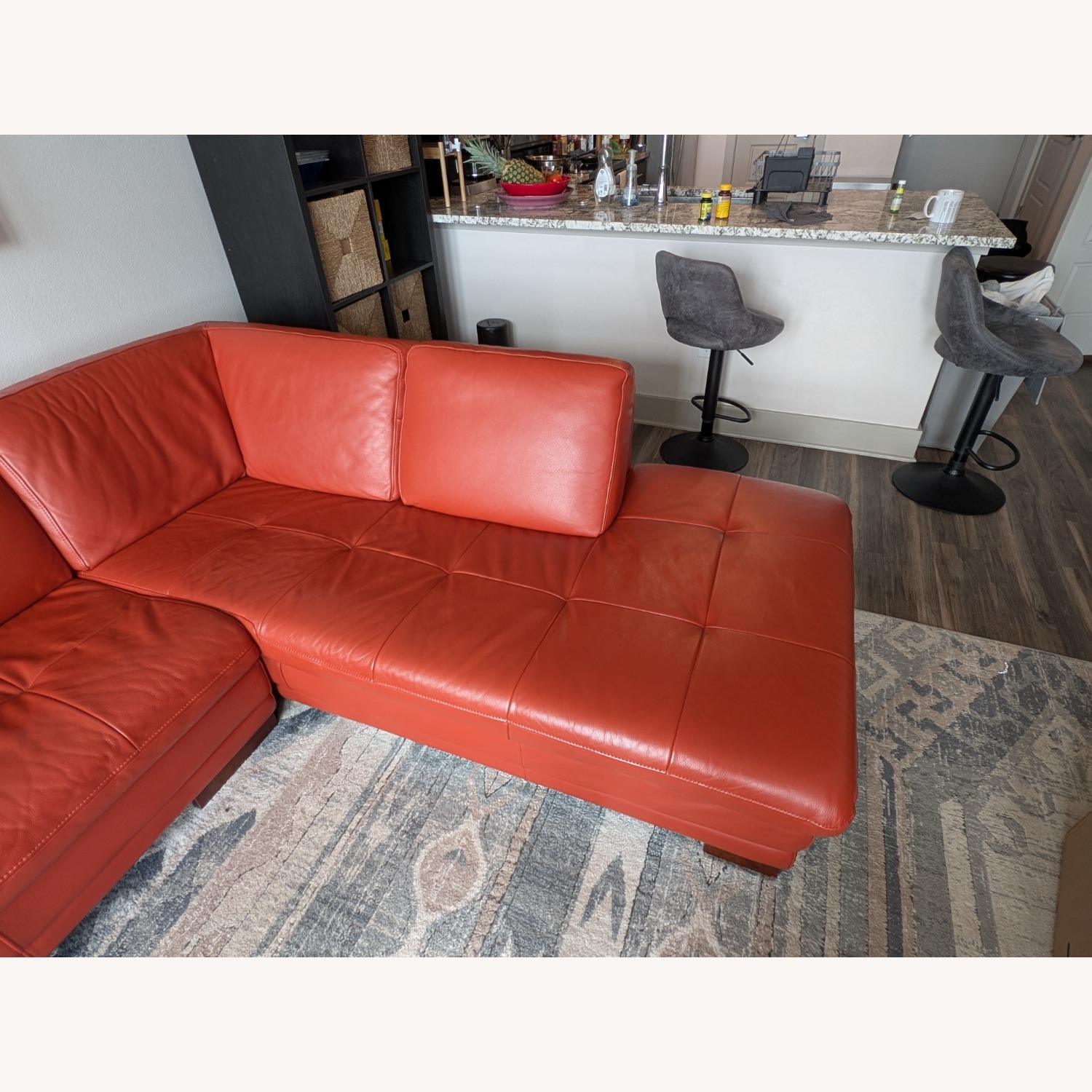 Italian Leather Sectional Couch - image-4