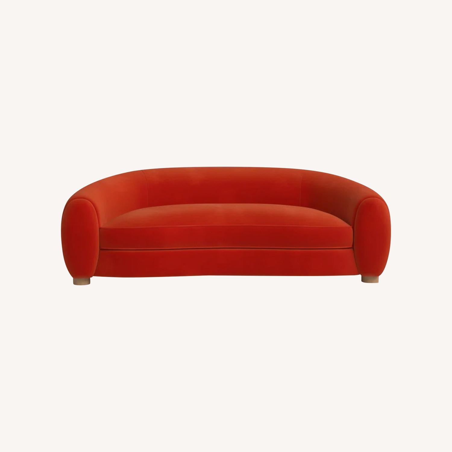 Sandra 95" Velvet Round Arm Curved Sofa - image-0