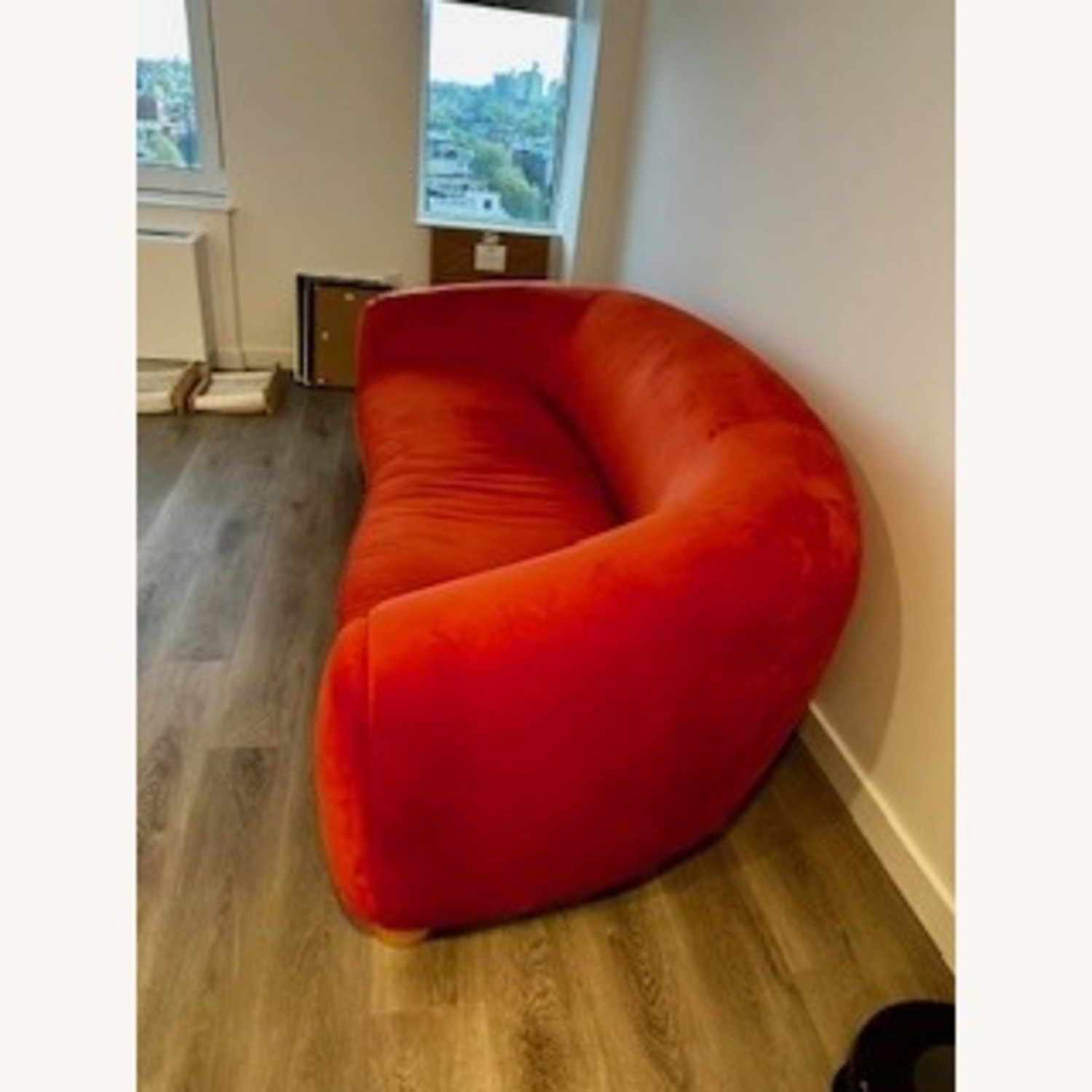 Sandra 95" Velvet Round Arm Curved Sofa - image-5