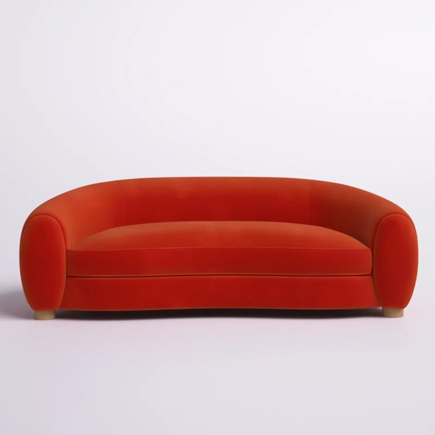 Sandra 95" Velvet Round Arm Curved Sofa - image-9