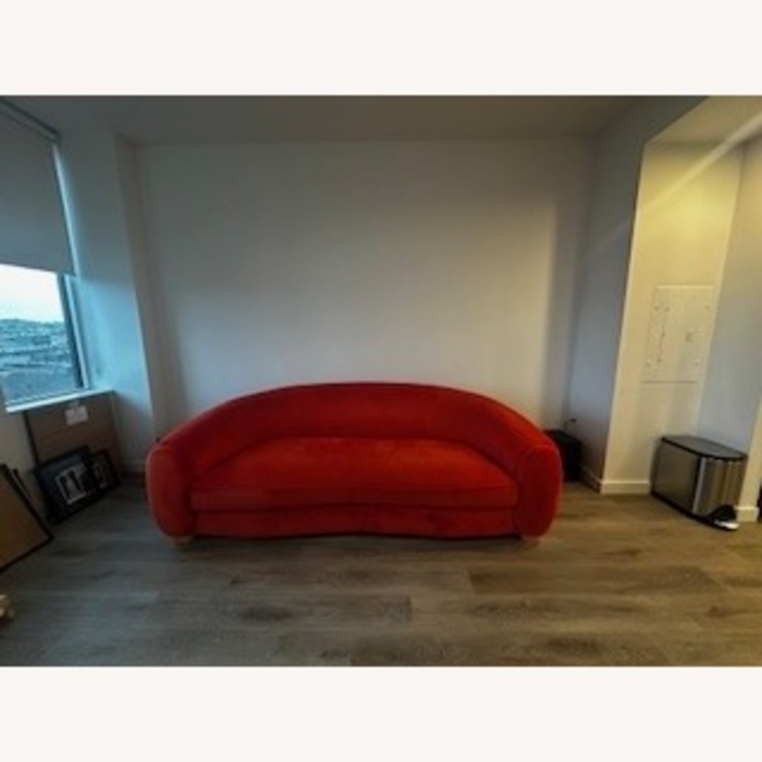 Sandra 95" Velvet Round Arm Curved Sofa - image-3