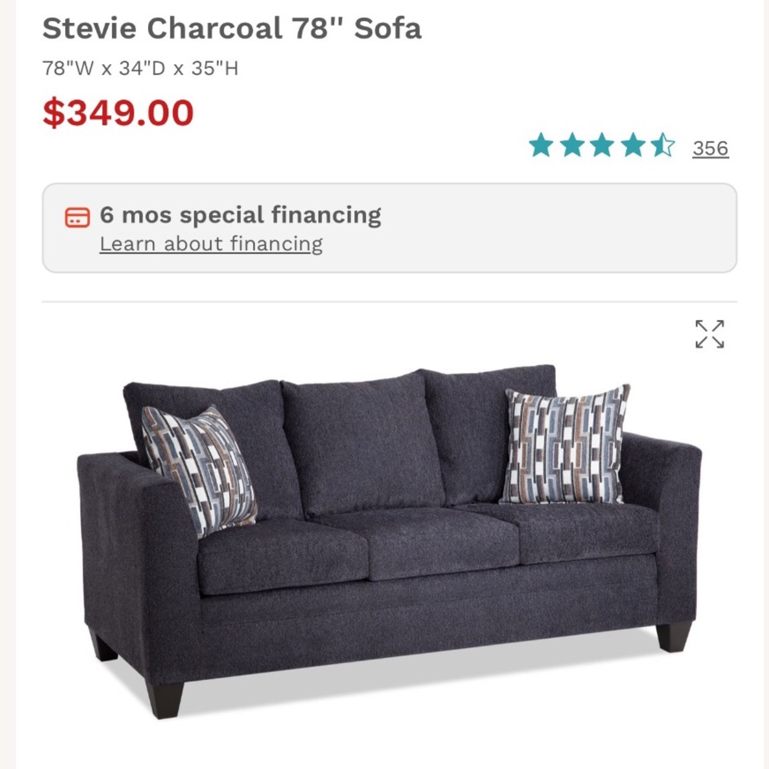 Bob's Stevie Charcoal 78" Sofa  - image-4
