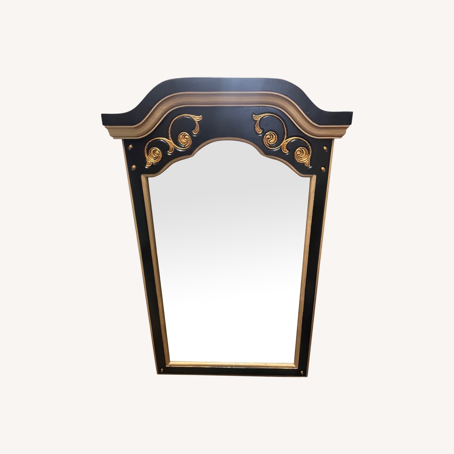 Vintage 1970sWood Framed Hand Painted Wall Mirror - image-0