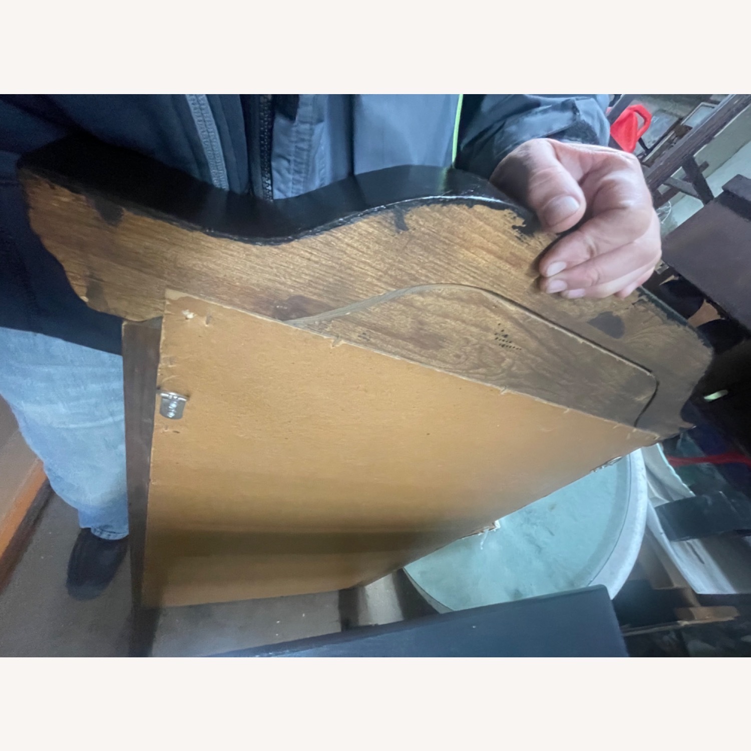 Vintage 1970sWood Framed Hand Painted Wall Mirror - image-2