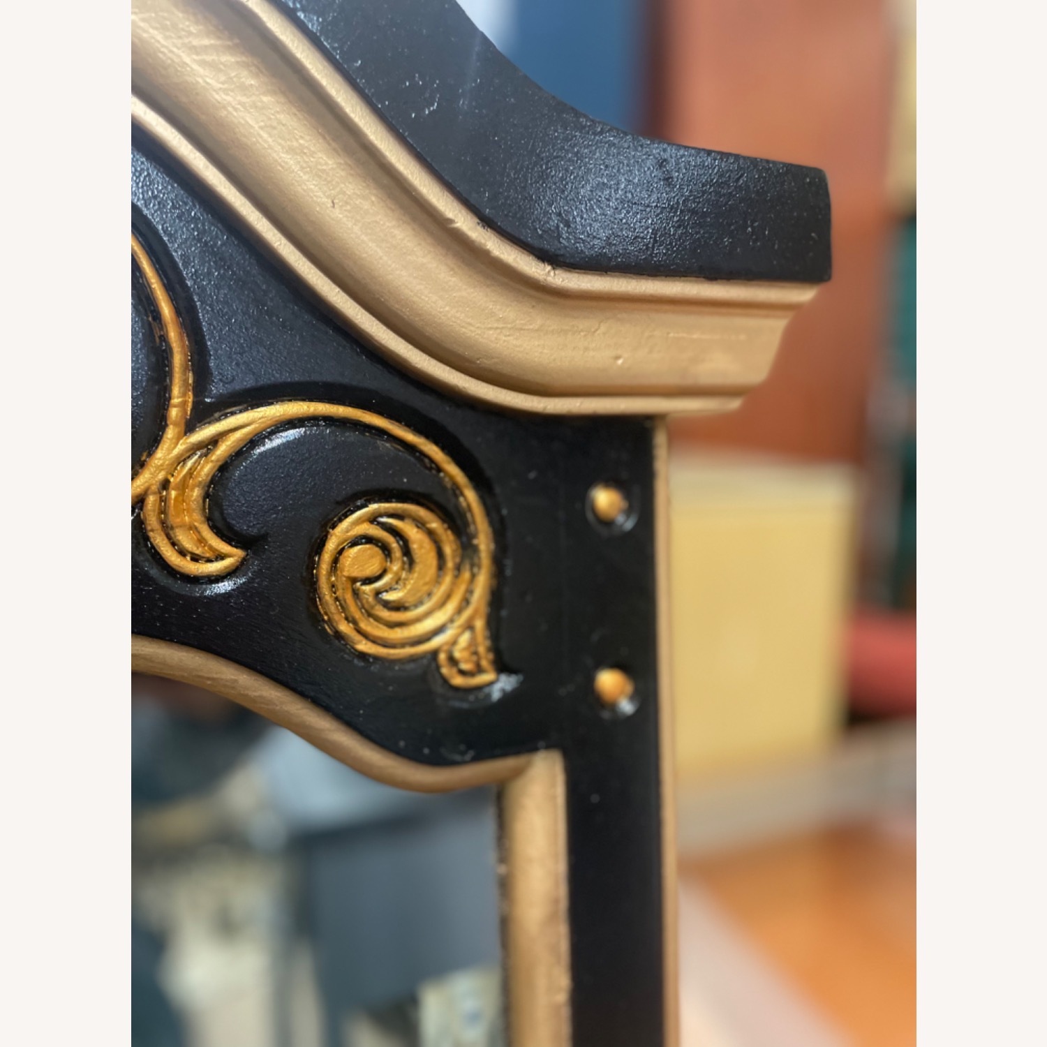 Vintage 1970sWood Framed Hand Painted Wall Mirror - image-8