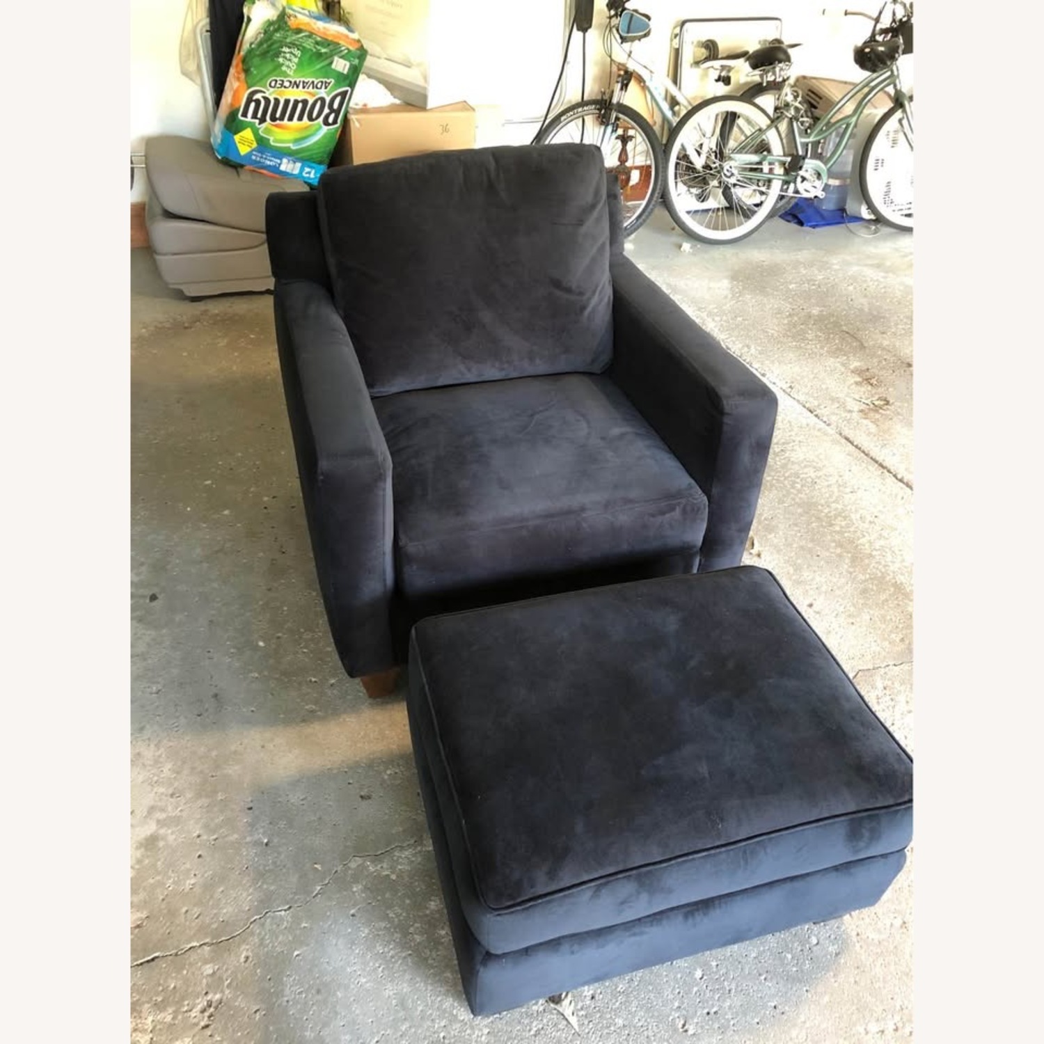 Walter E Smithe Black Chair and Ottoman - image-1