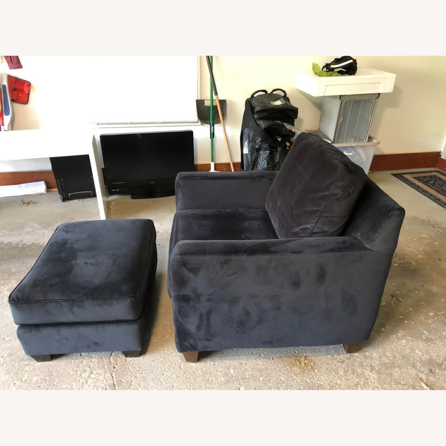 Walter E Smithe Black Chair and Ottoman - image-2