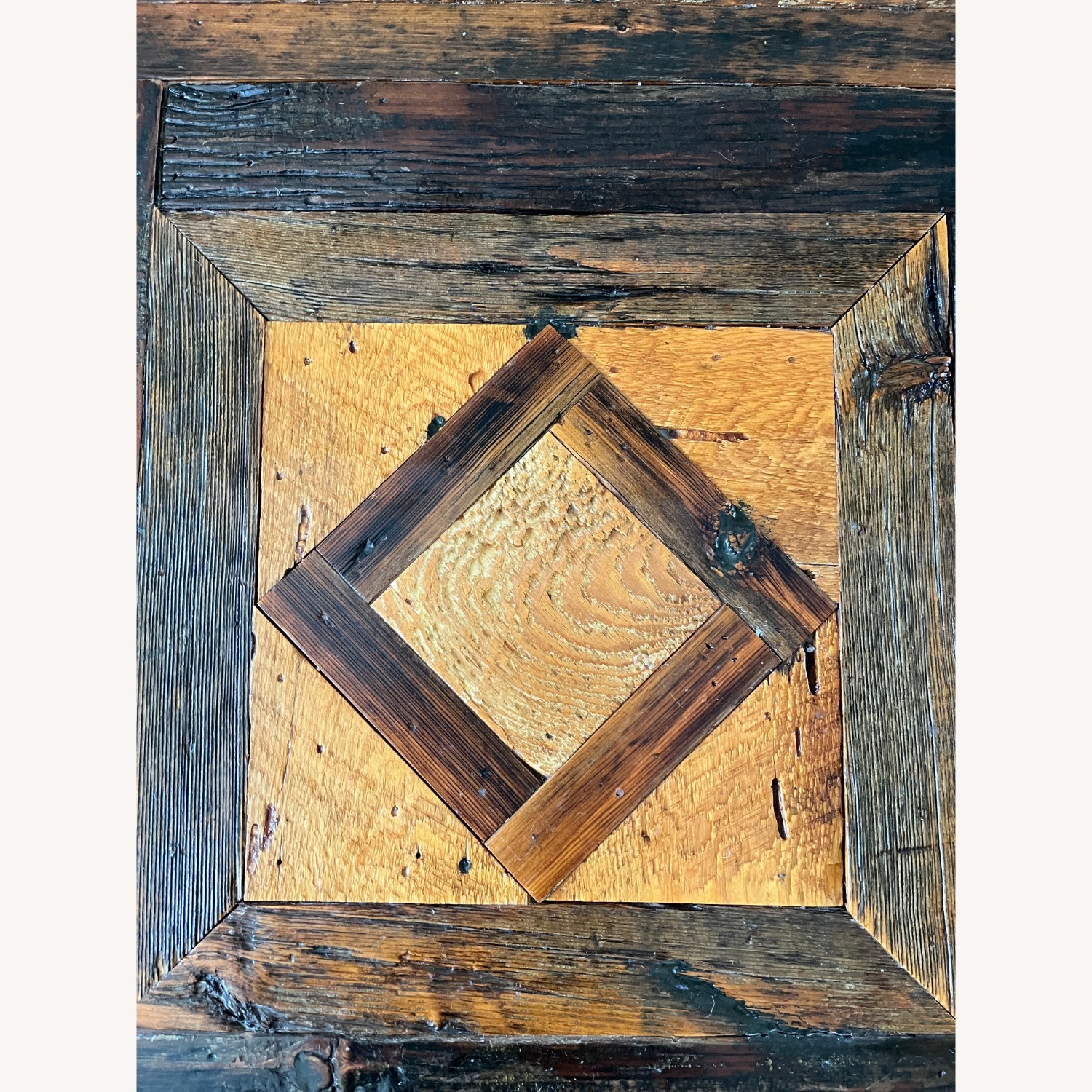 Vintage Handmade Wooden Coffee Table - 37x37x18" - image-9
