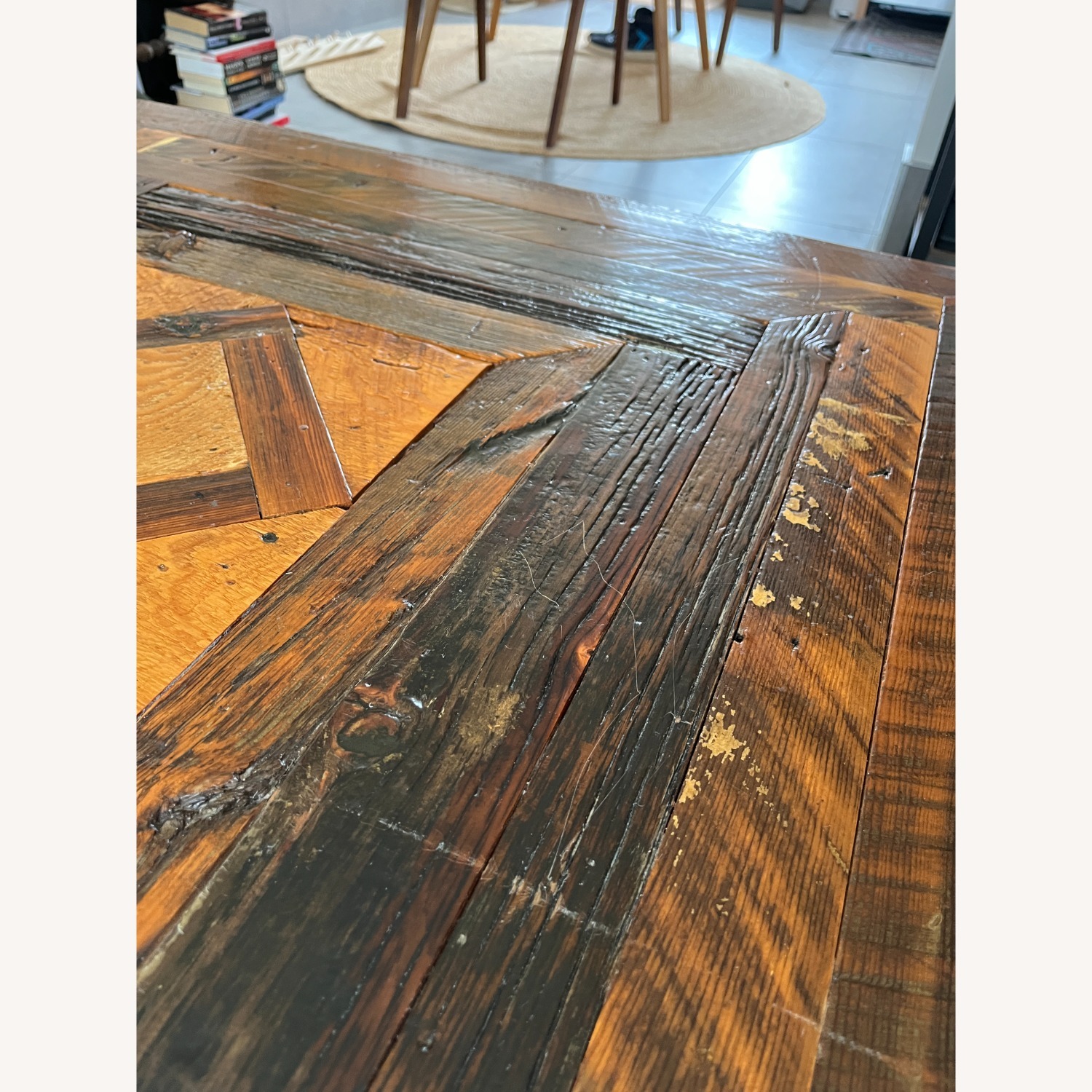 Vintage Handmade Wooden Coffee Table - 37x37x18" - image-11