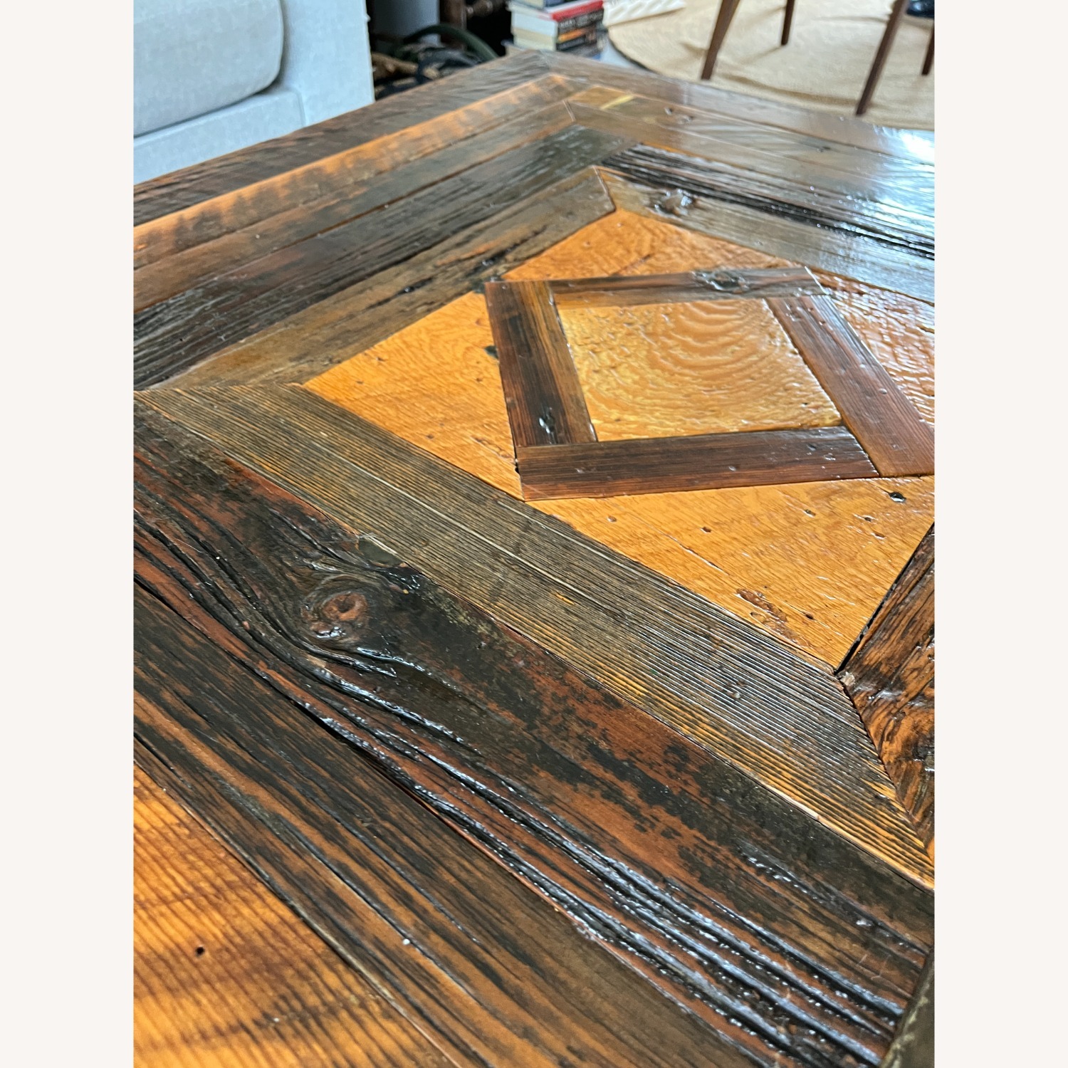Vintage Handmade Wooden Coffee Table - 37x37x18" - image-10