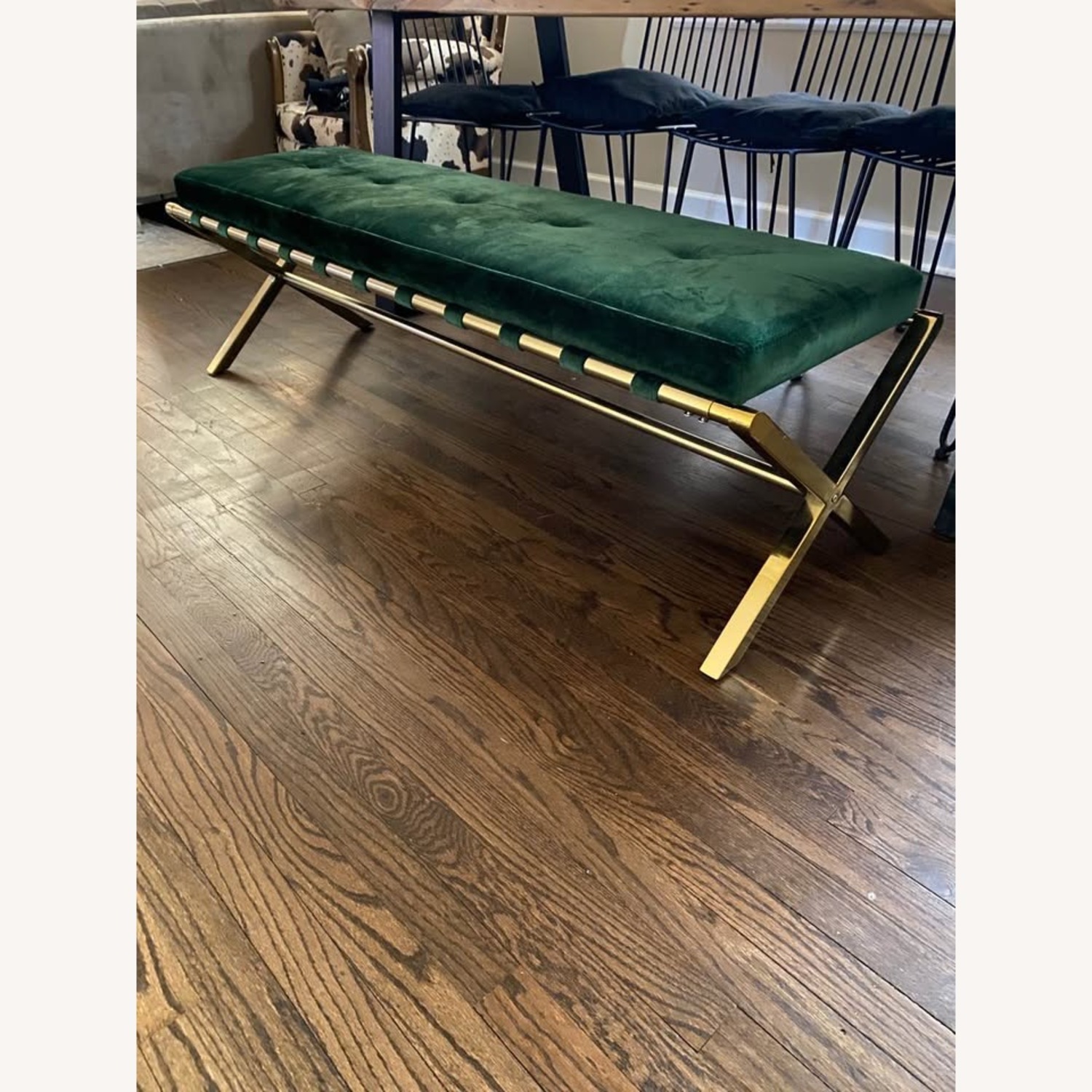 Green Velvet Bench 59 “ W - image-3