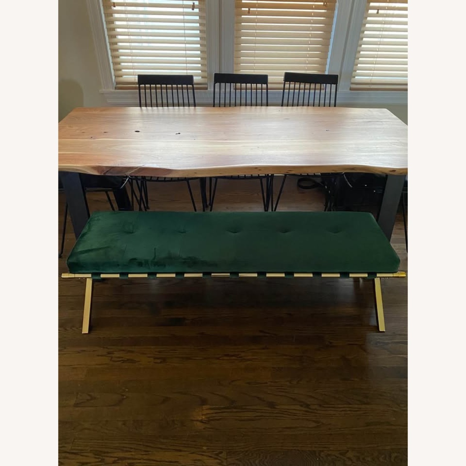 Green Velvet Bench 59 “ W - image-2