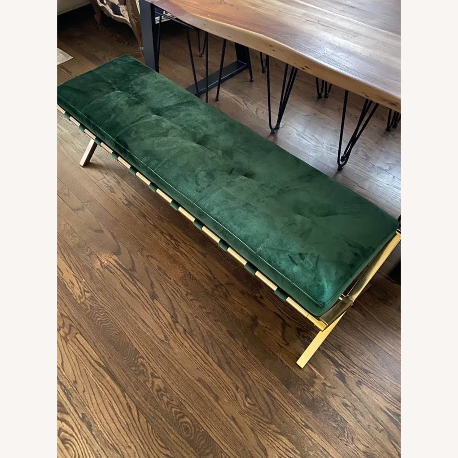 Green Velvet Bench 59 “ W - image-4
