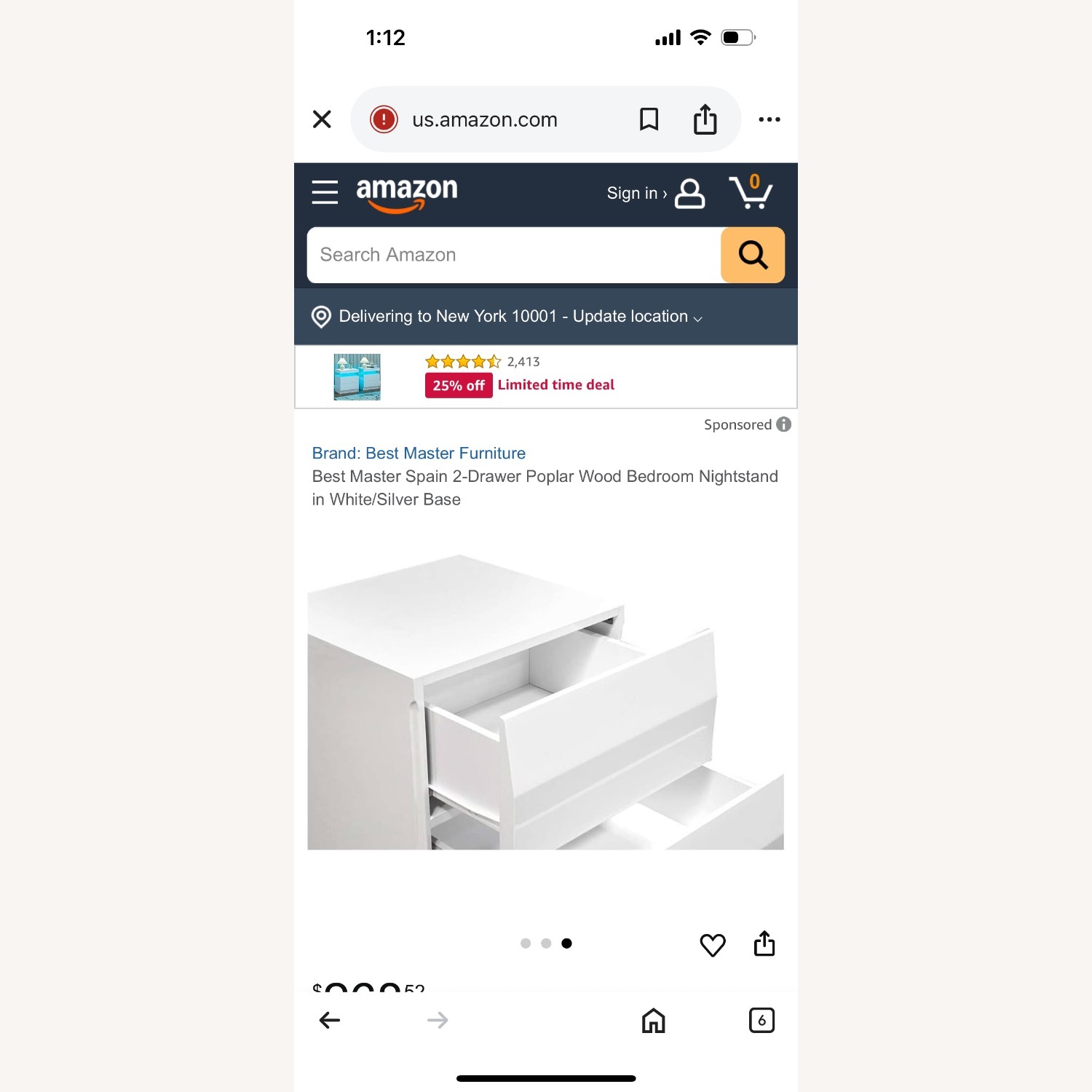 Spain Modern White 2 Drawer Bedroom Nightstand - image-3