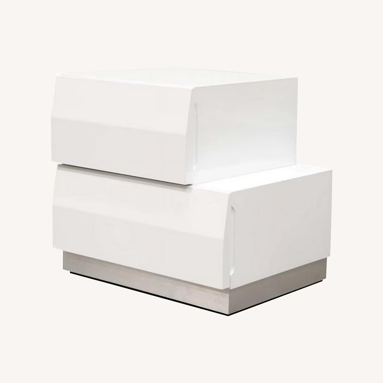 Spain Modern White 2 Drawer Bedroom Nightstand - image-0