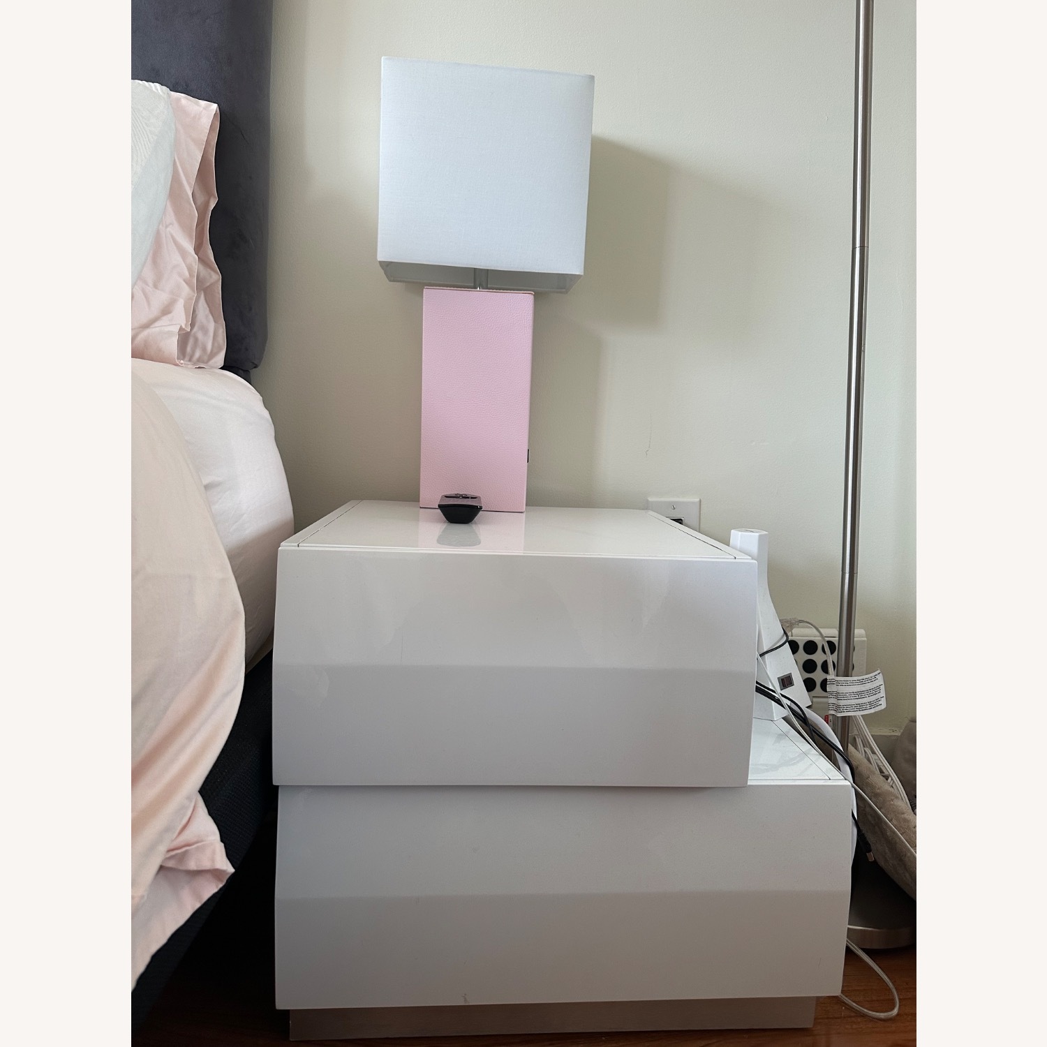 Spain Modern White 2 Drawer Bedroom Nightstand - image-1
