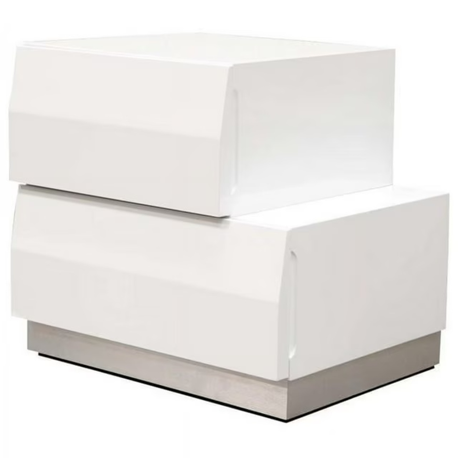 Spain Modern White 2 Drawer Bedroom Nightstand - image-4