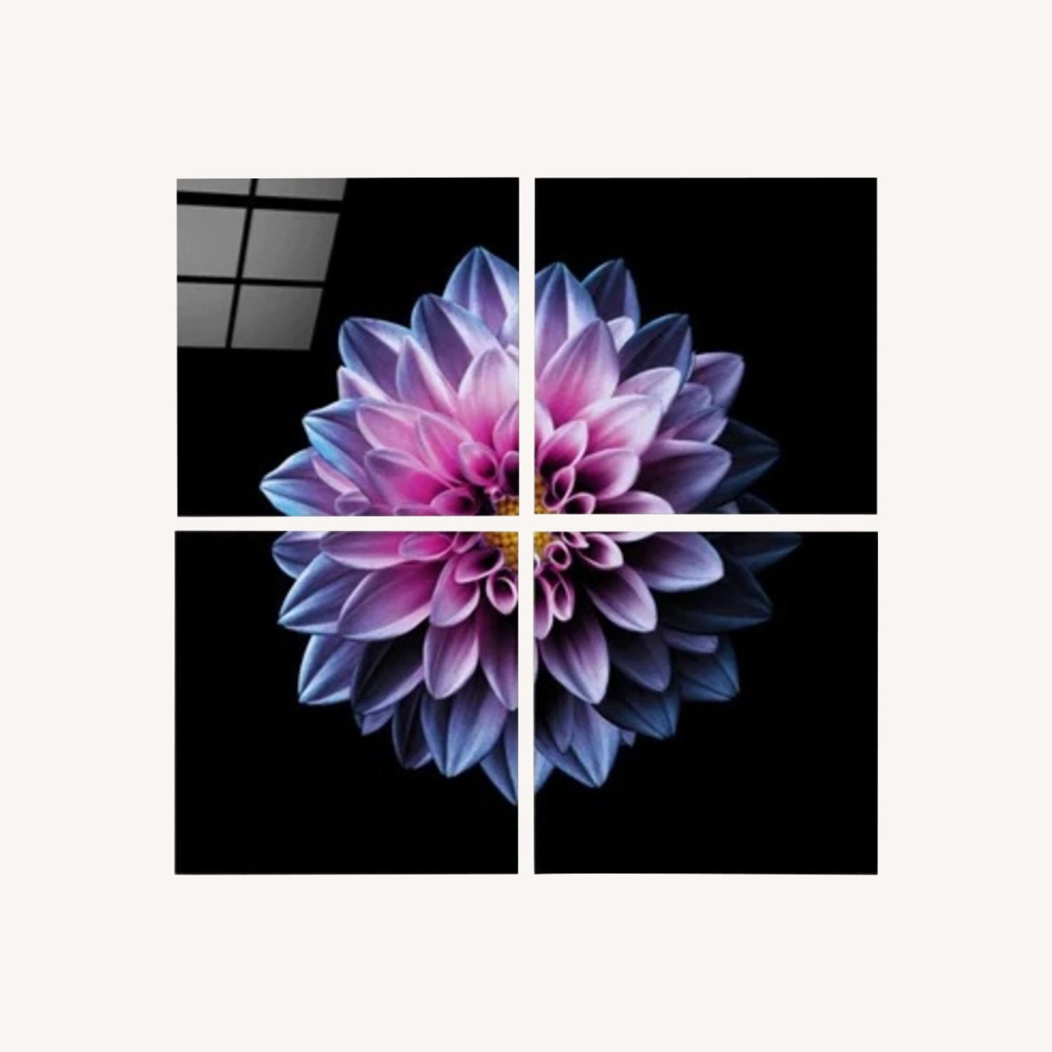 Purple Chrysanthemum Quadro Glass Wall Art - image-0