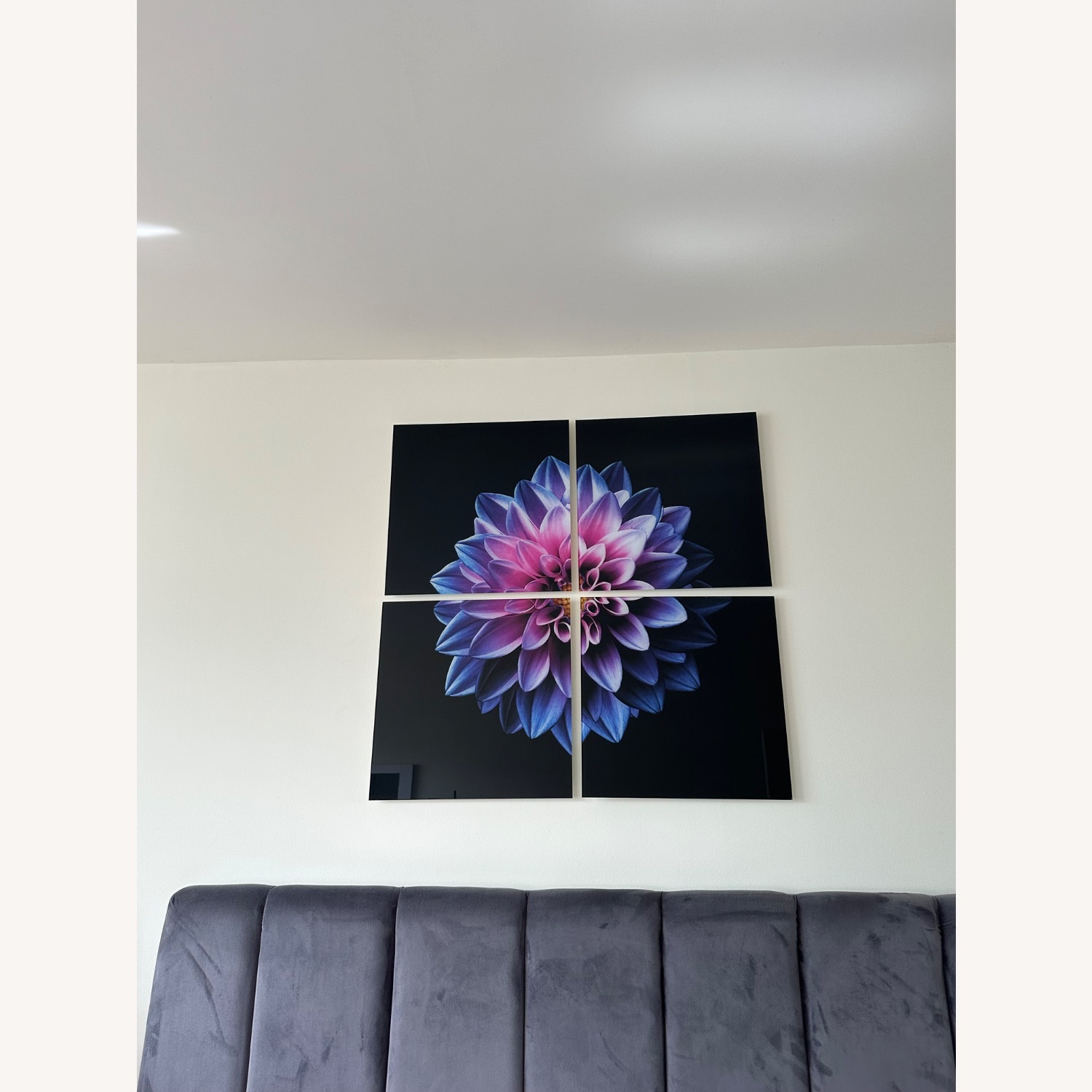 Purple Chrysanthemum Quadro Glass Wall Art - image-4
