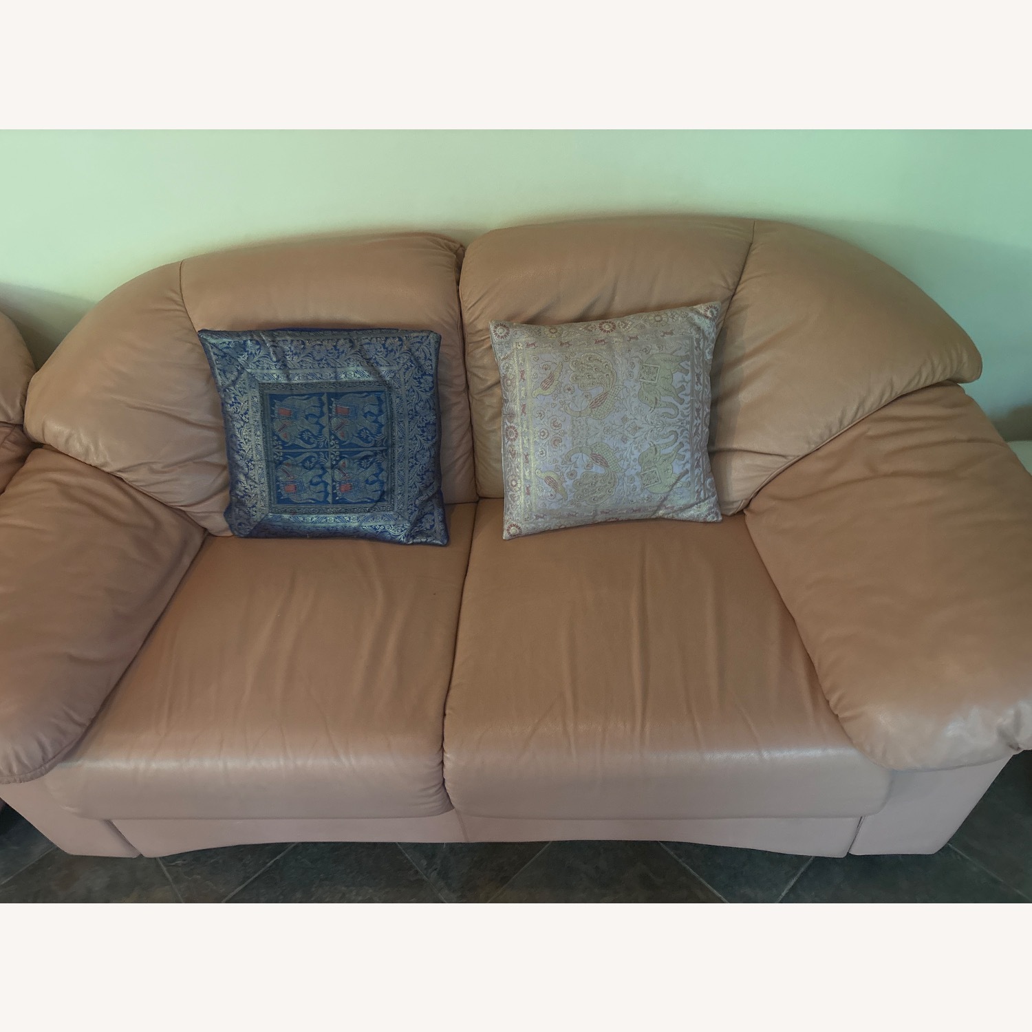 Pink Leather Sofa - image-1