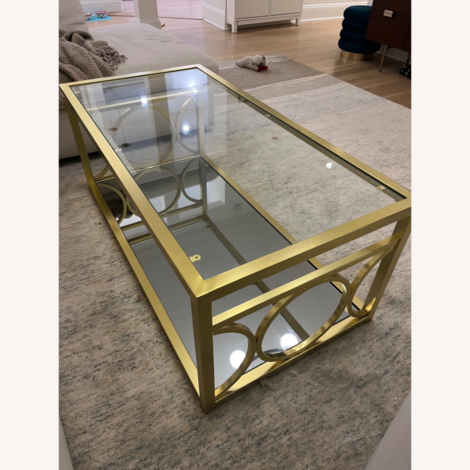 Glass and Brass Coffee Table - image-2