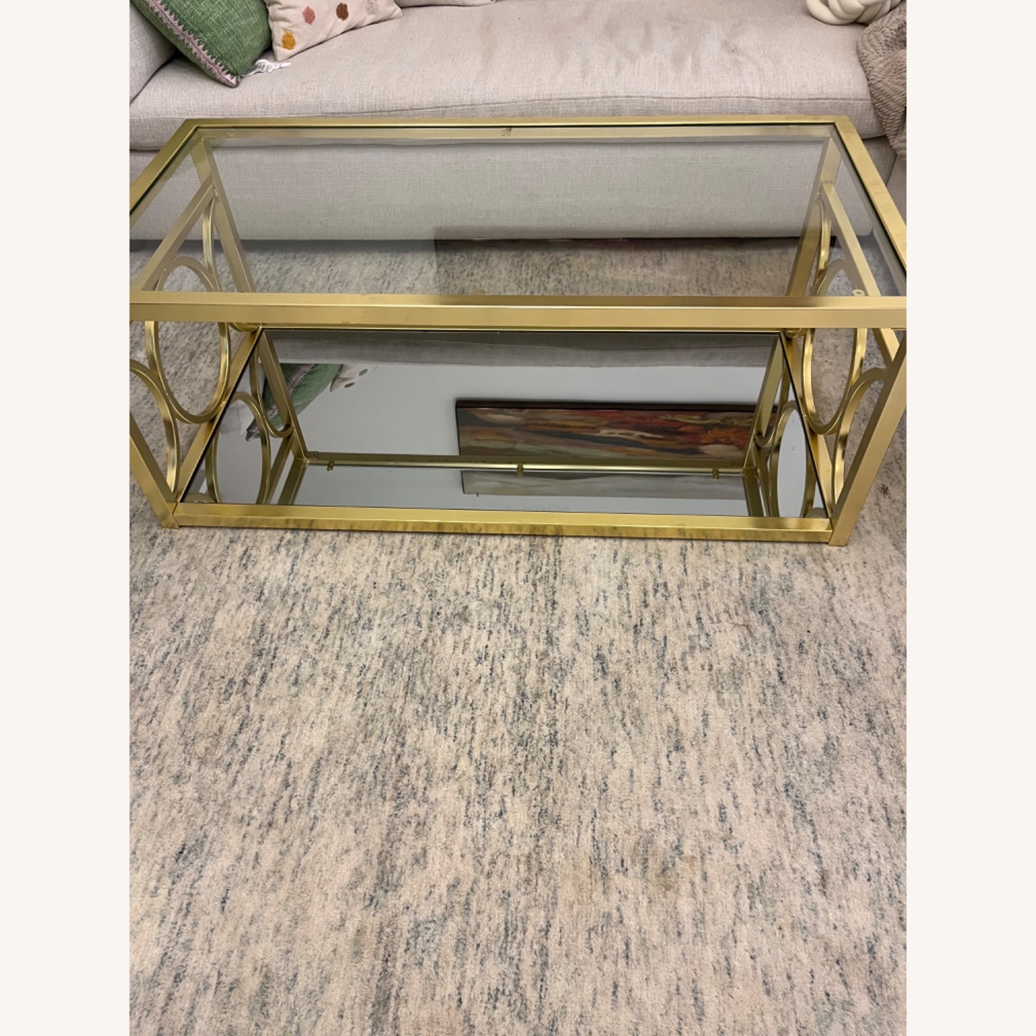 Glass and Brass Coffee Table - image-3