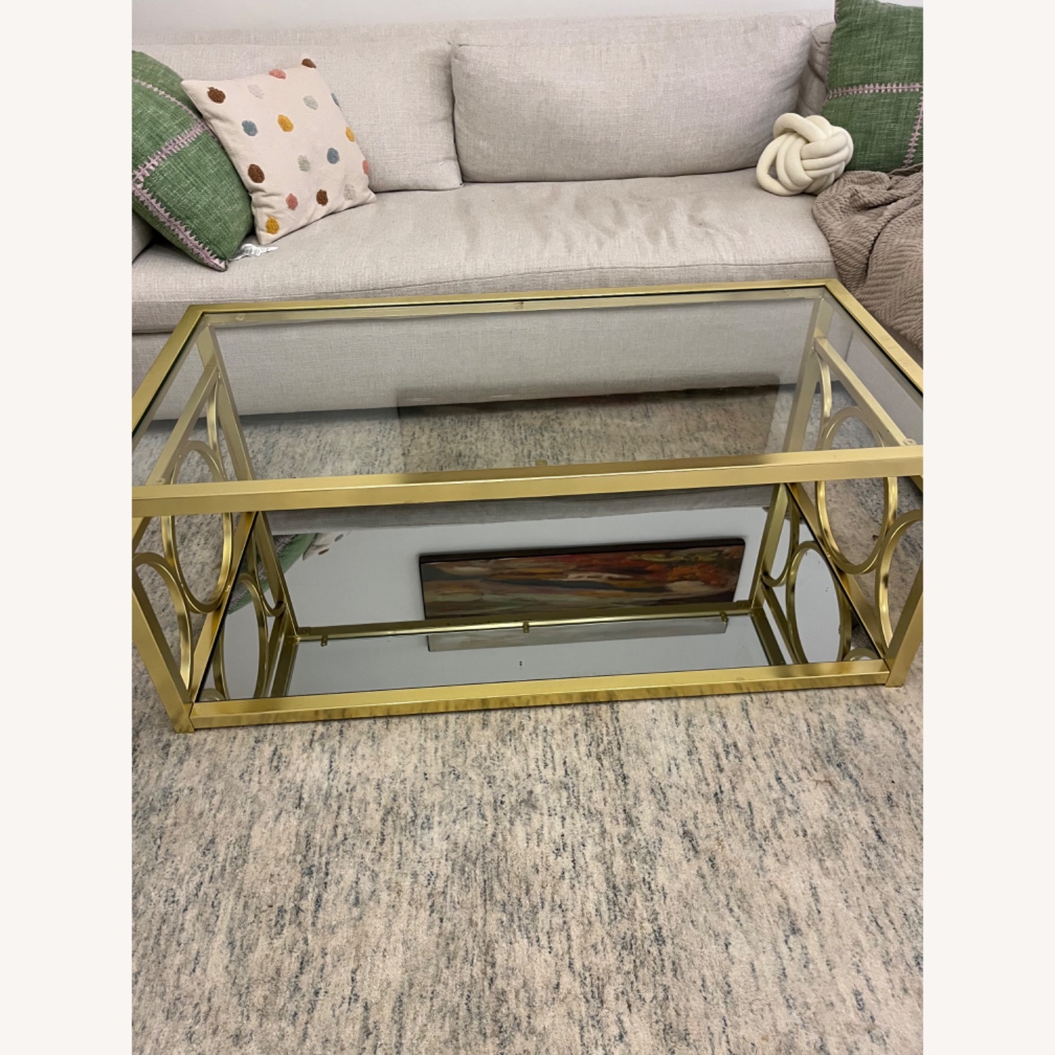 Glass and Brass Coffee Table - image-1
