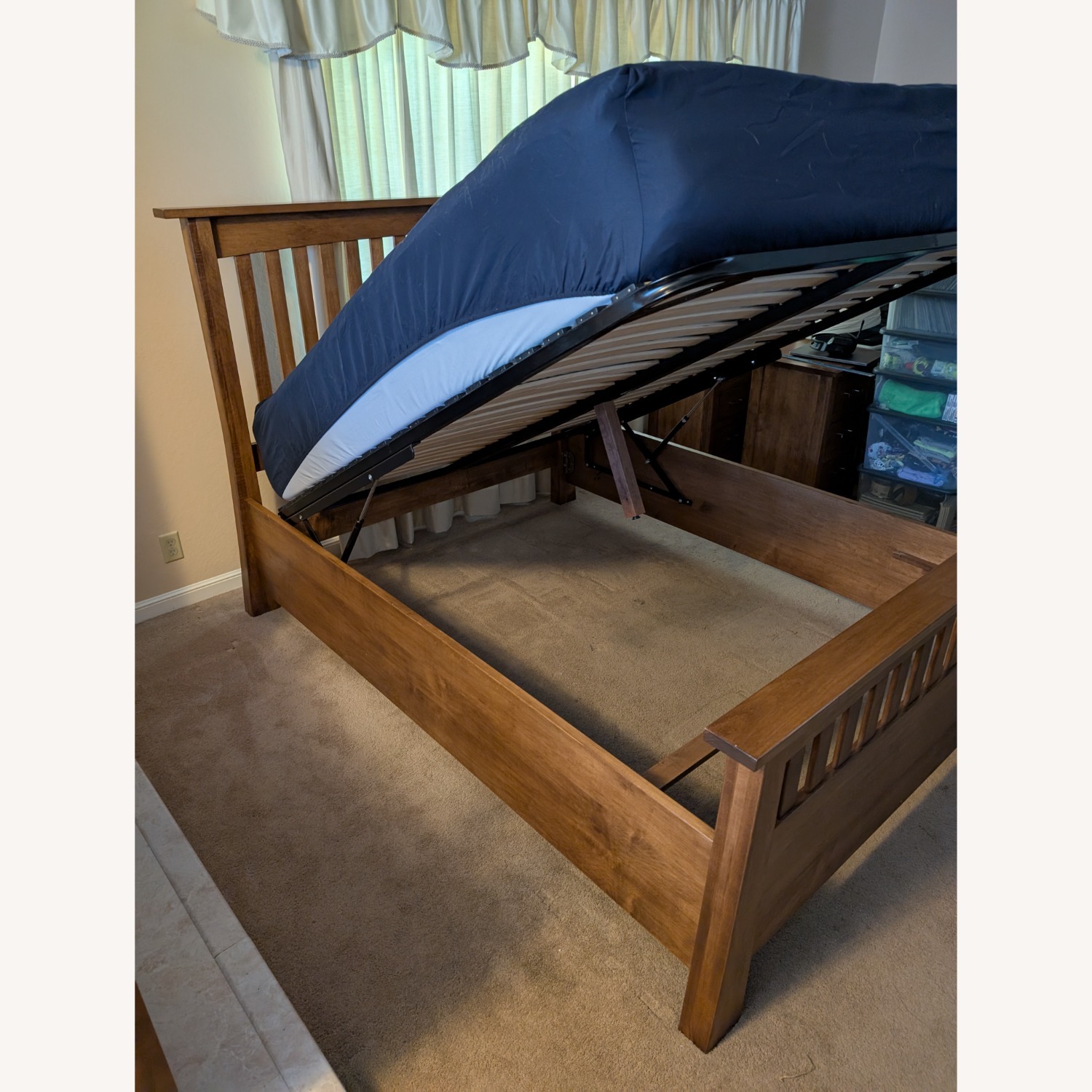 Solid Wood Amish Bed Frame with Lift Storage  - image-3