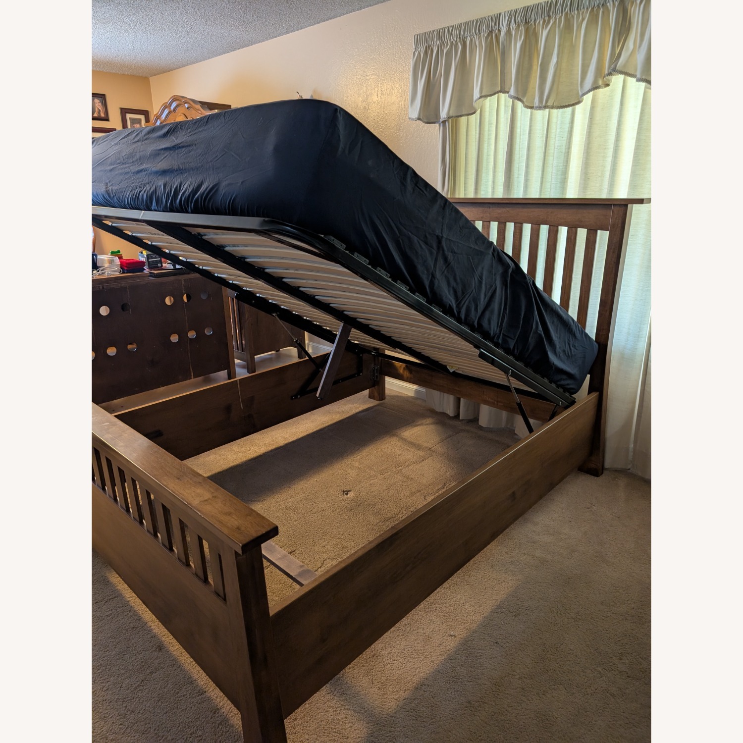 Solid Wood Amish Bed Frame with Lift Storage  - image-2
