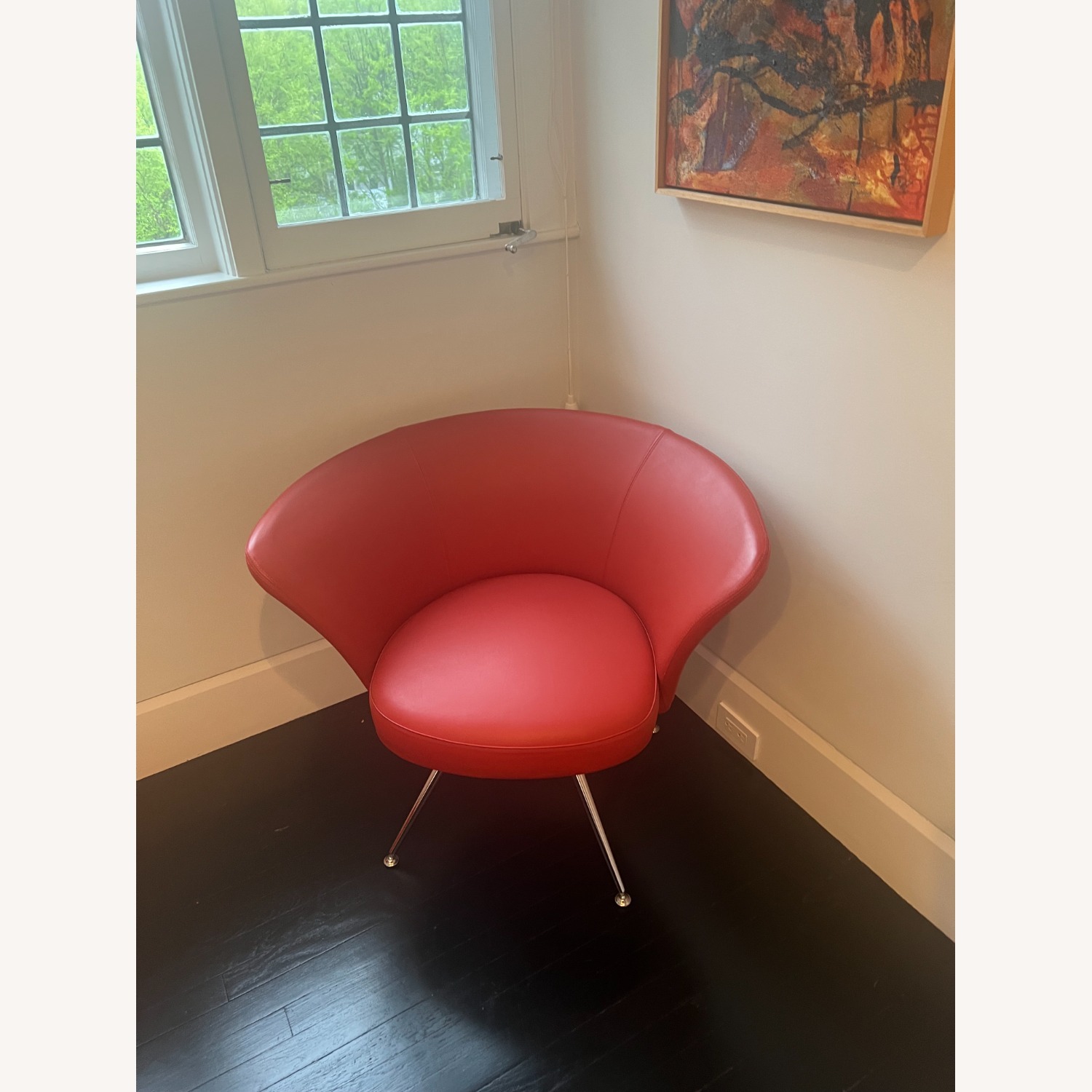 Modern Leather Swivel Armchair - image-1