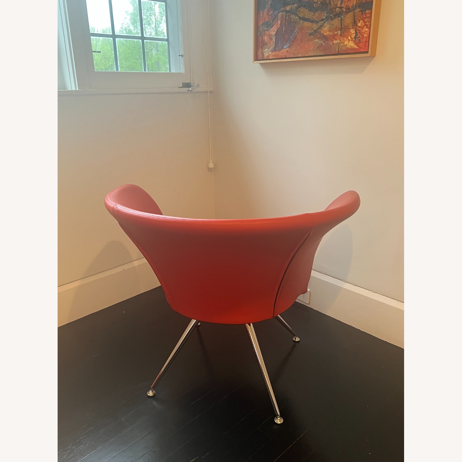 Modern Leather Swivel Armchair - image-5