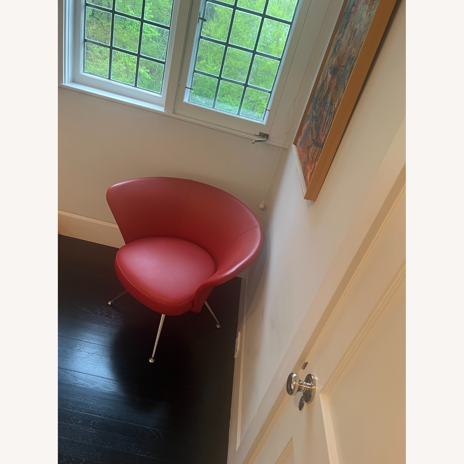 Modern Leather Swivel Armchair - image-2