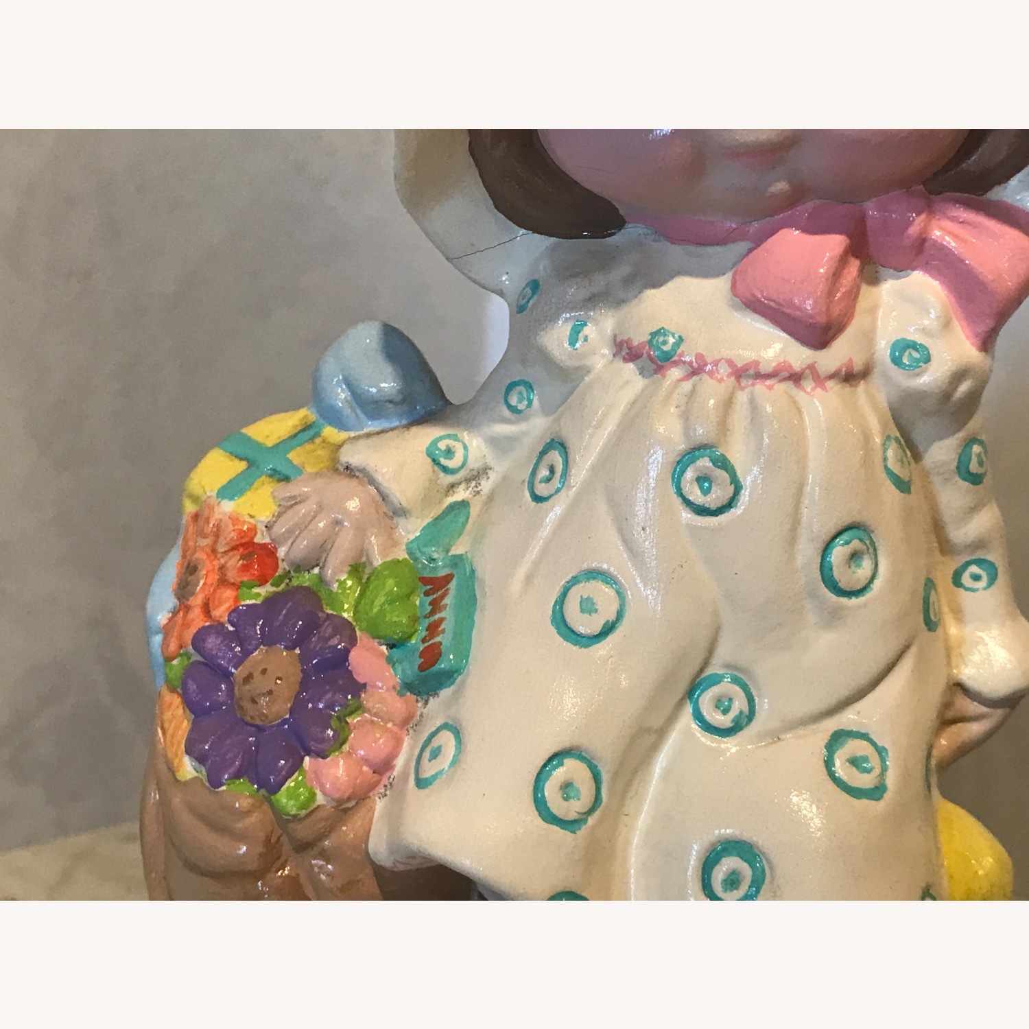 Vintage 1970s Bonnet Hat Hand Painted  Figurine - image-13