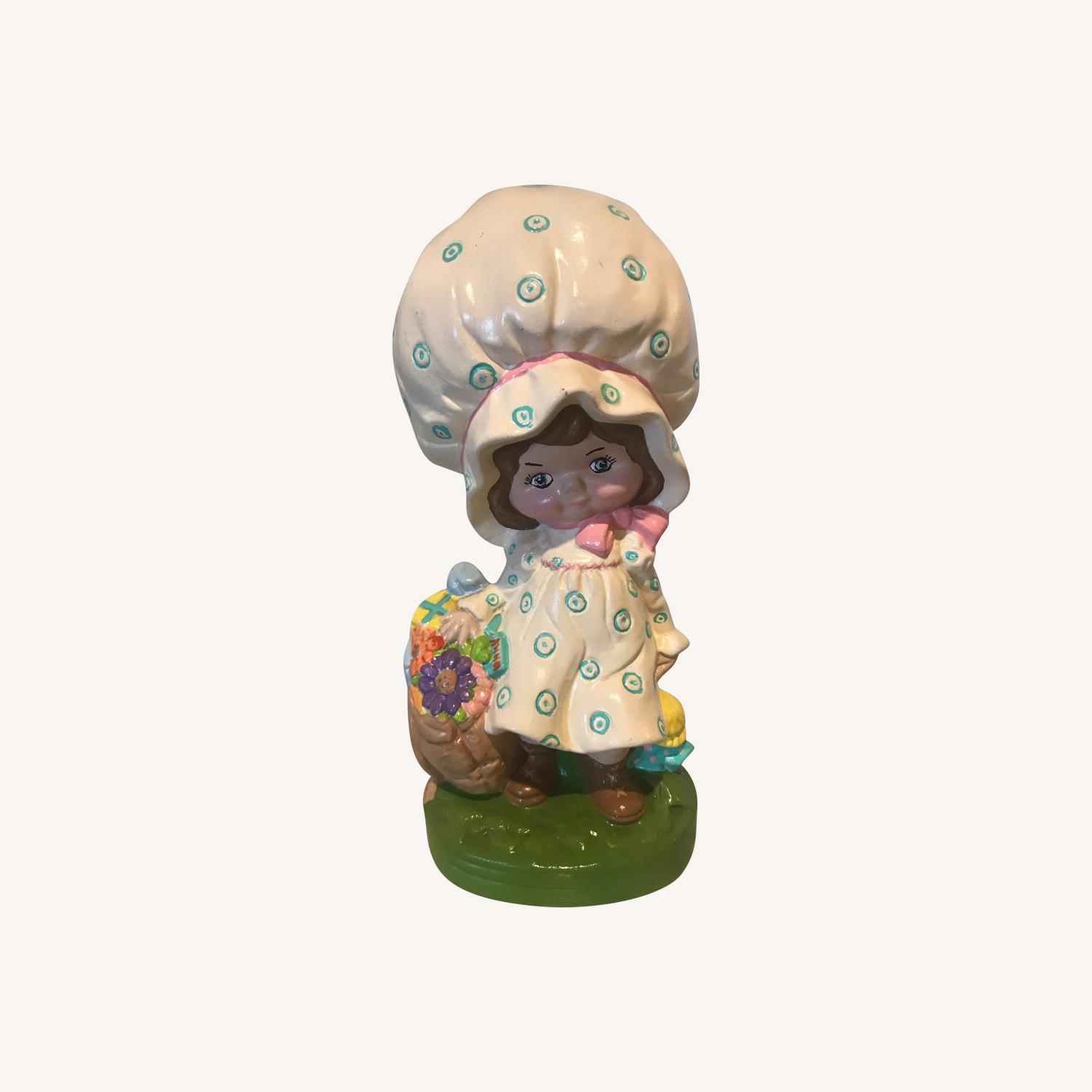 Vintage 1970s Bonnet Hat Hand Painted  Figurine - image-0
