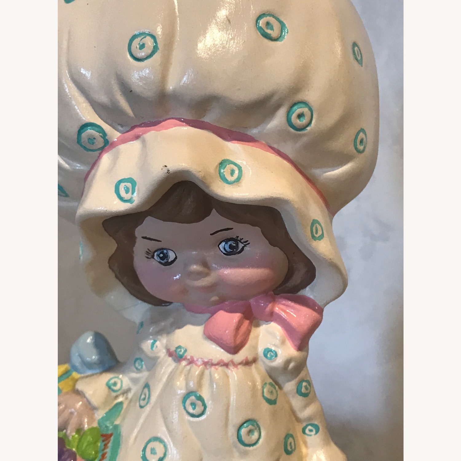 Vintage 1970s Bonnet Hat Hand Painted  Figurine - image-15