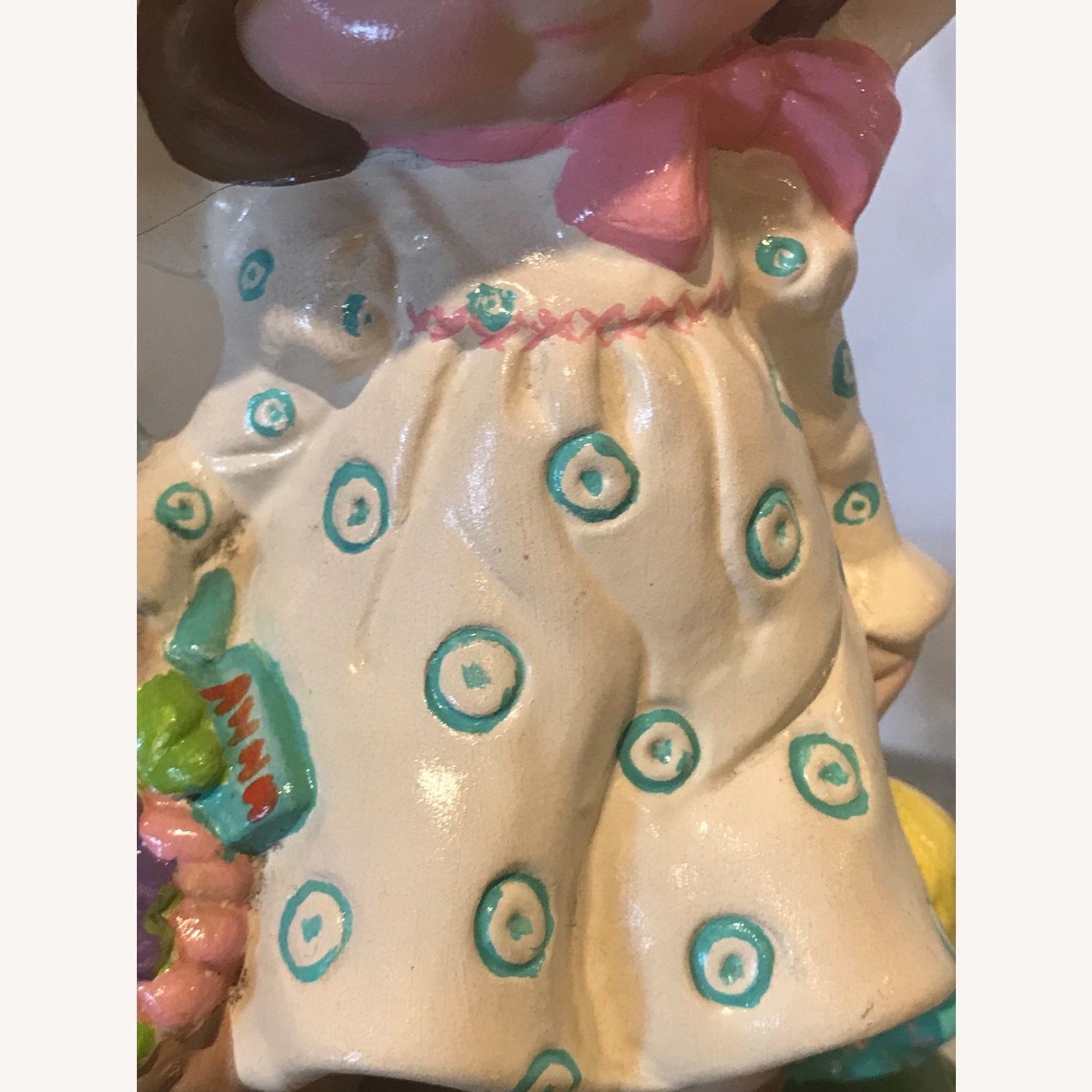 Vintage 1970s Bonnet Hat Hand Painted  Figurine - image-4