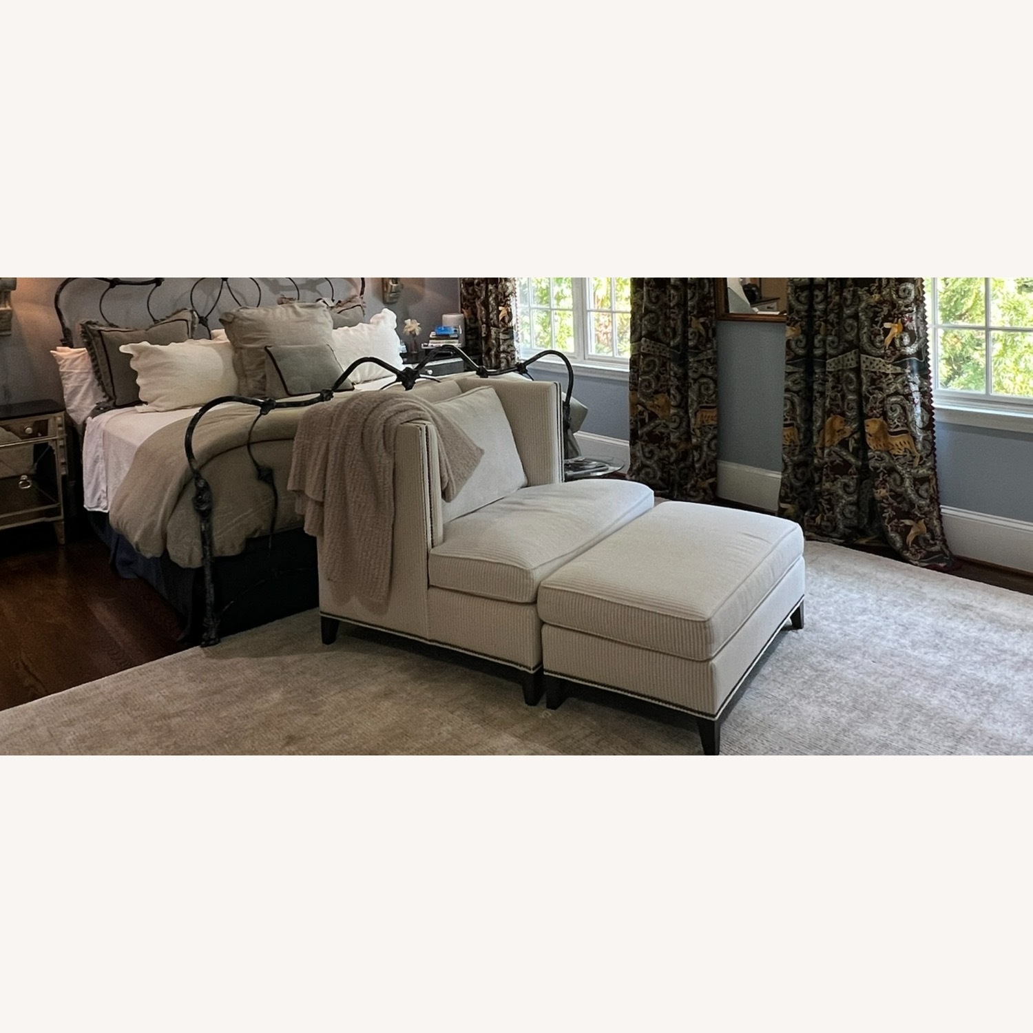 Oversized Linen Chair & Ottoman - image-2