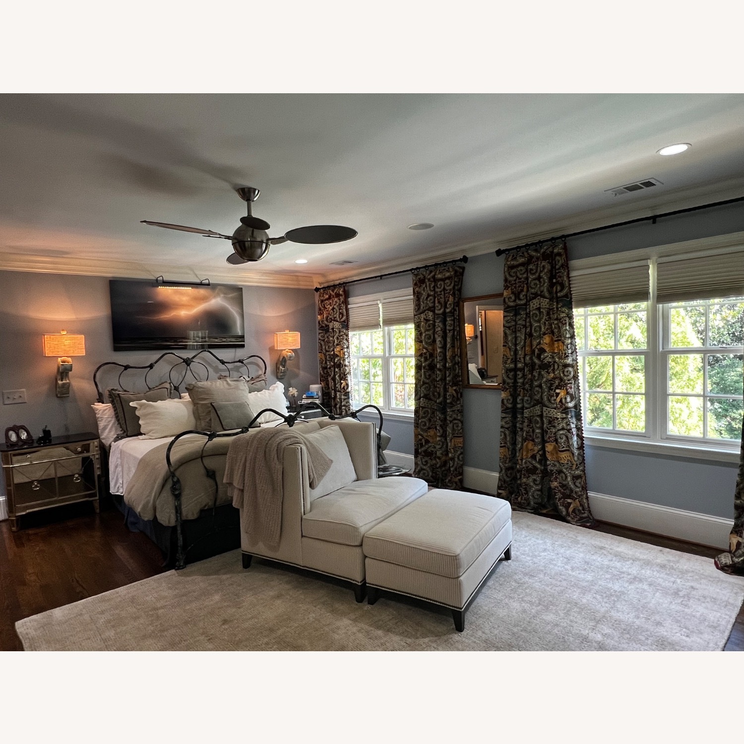 Oversized Linen Chair & Ottoman - image-3