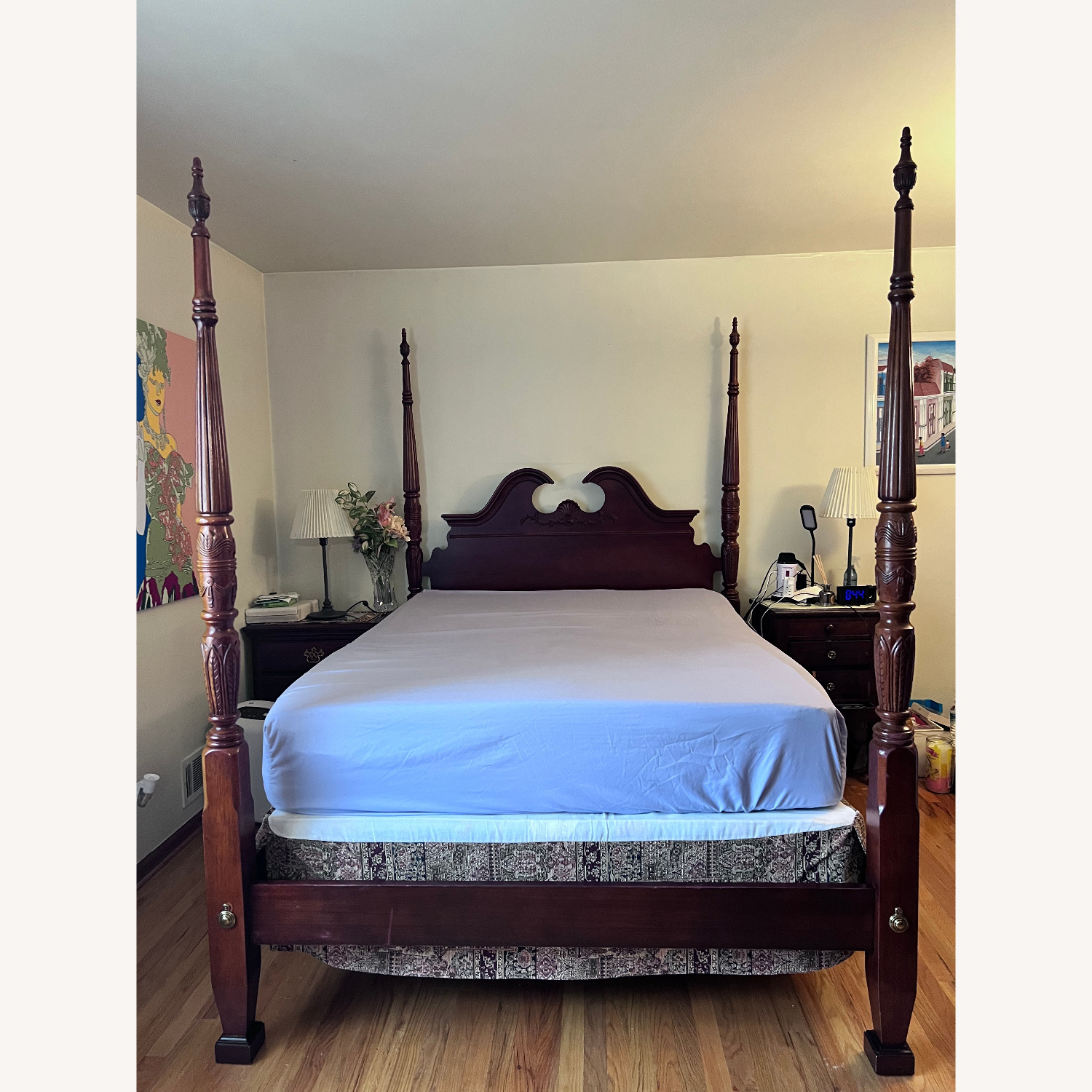 Mahogany Queen Four Poster Bed - image-1