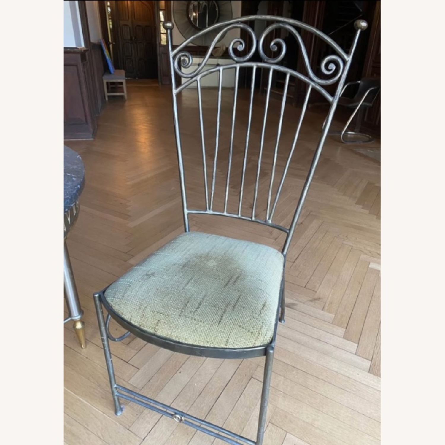Costume Iron Dining Chair with Fabric Cushion - image-8