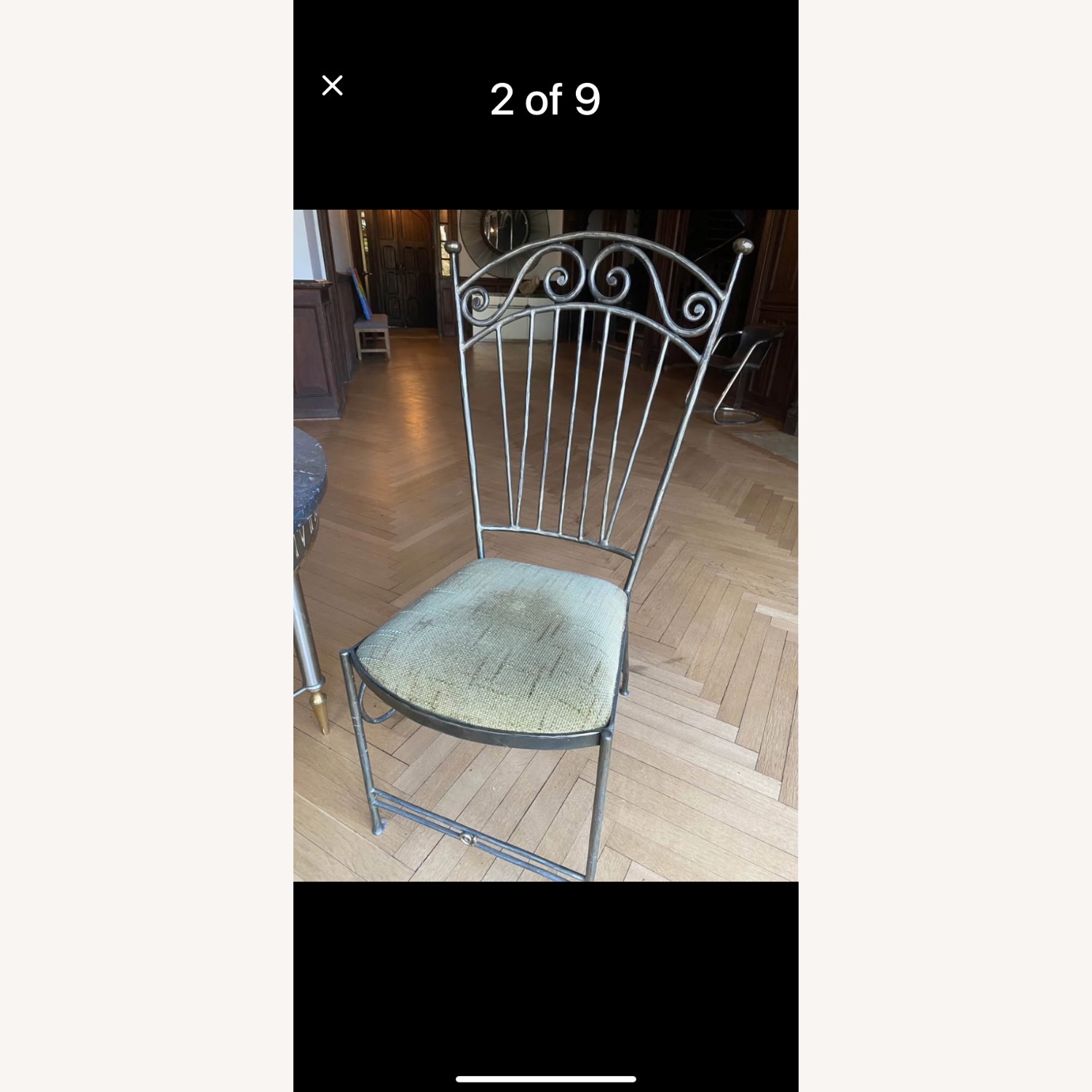 Costume Iron Dining Chair with Fabric Cushion - image-1