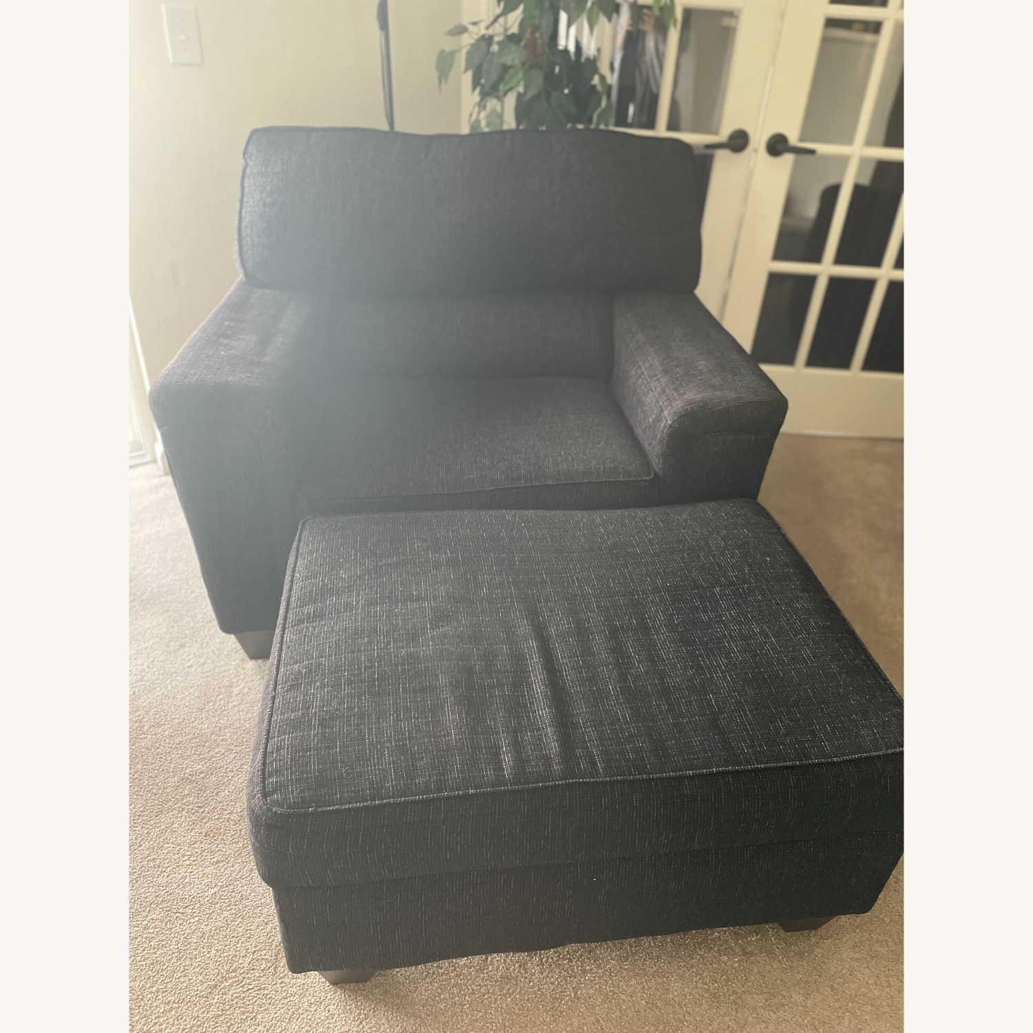 Bob's Furniture Calvin Chair and Ottoman, Black - image-1