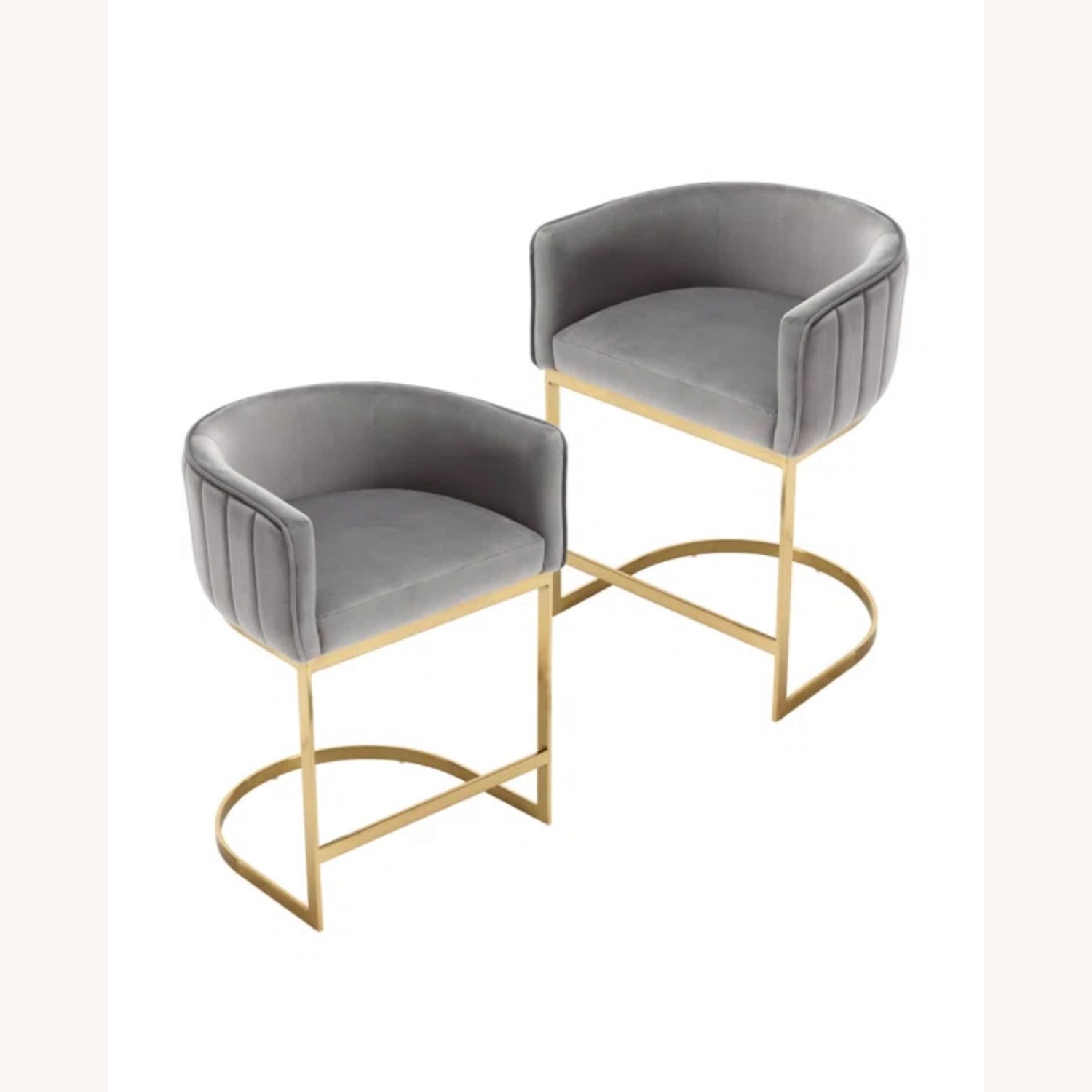 Counter Stool Gray Velvet - image-1