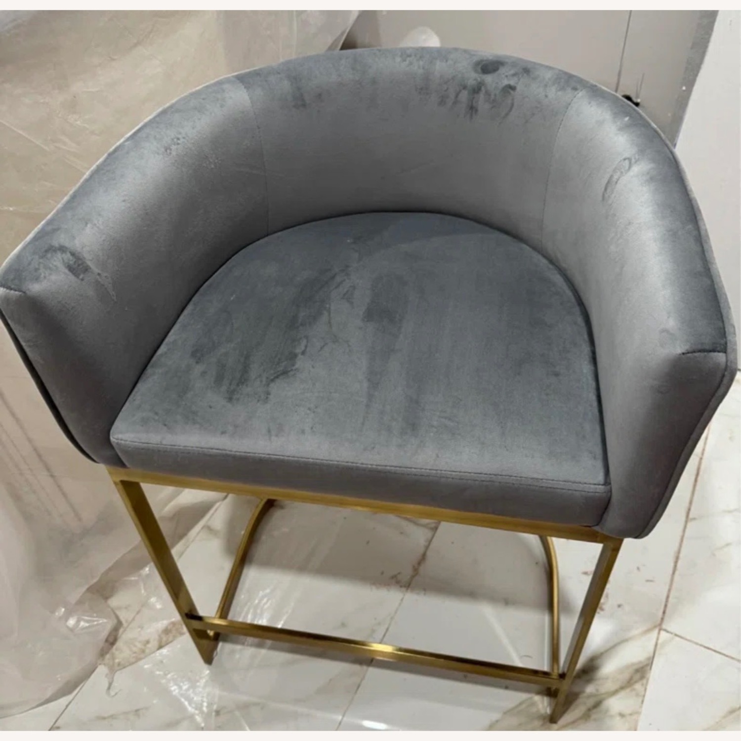 Counter Stool Gray Velvet - image-2