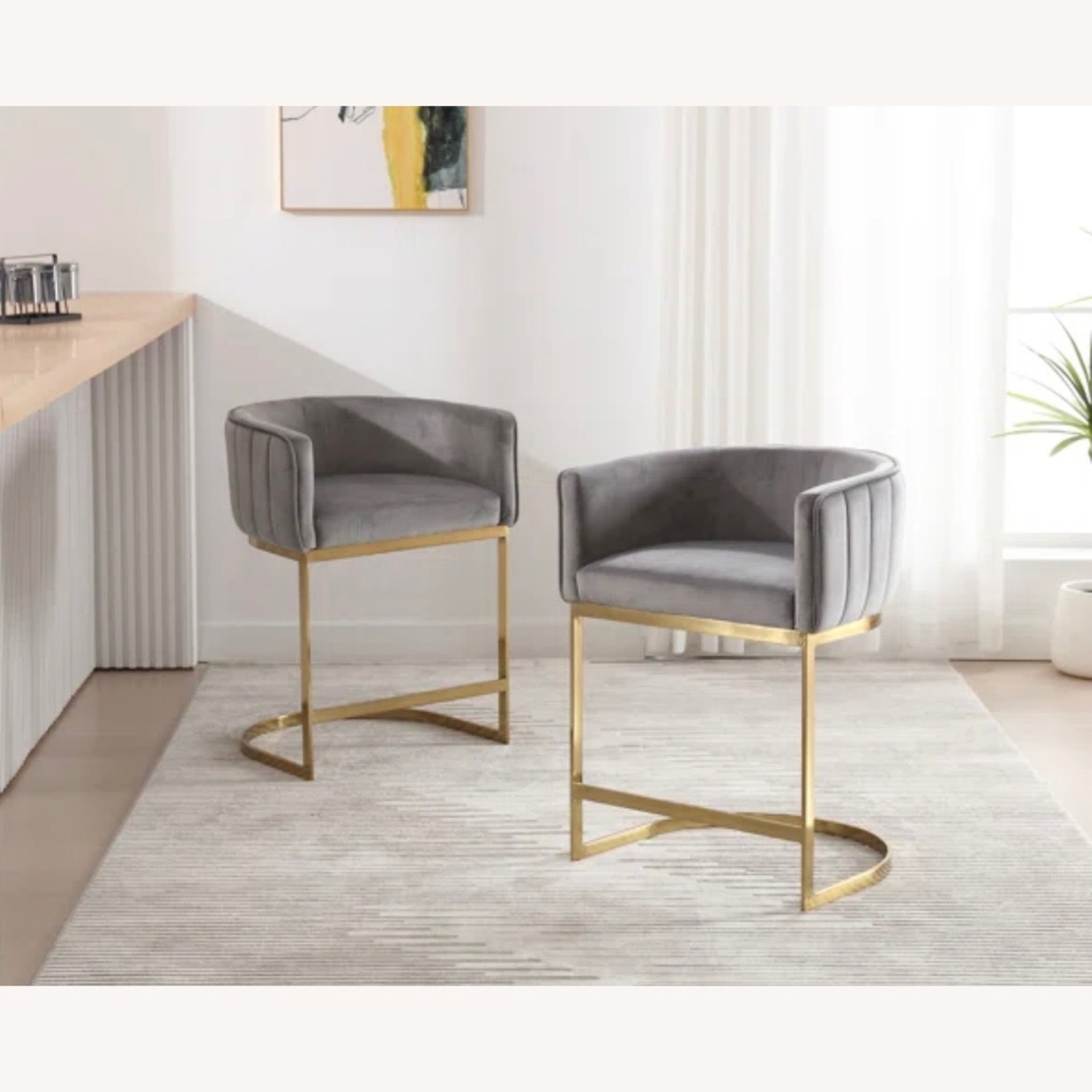 Counter Stool Gray Velvet - image-3