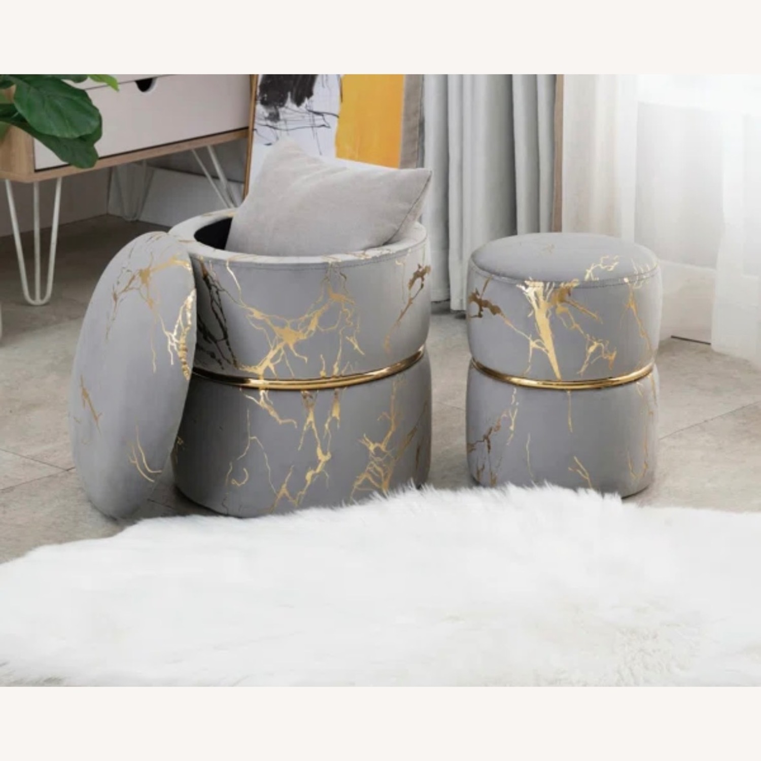 Lilly Eve Velvet Ottoman - image-2