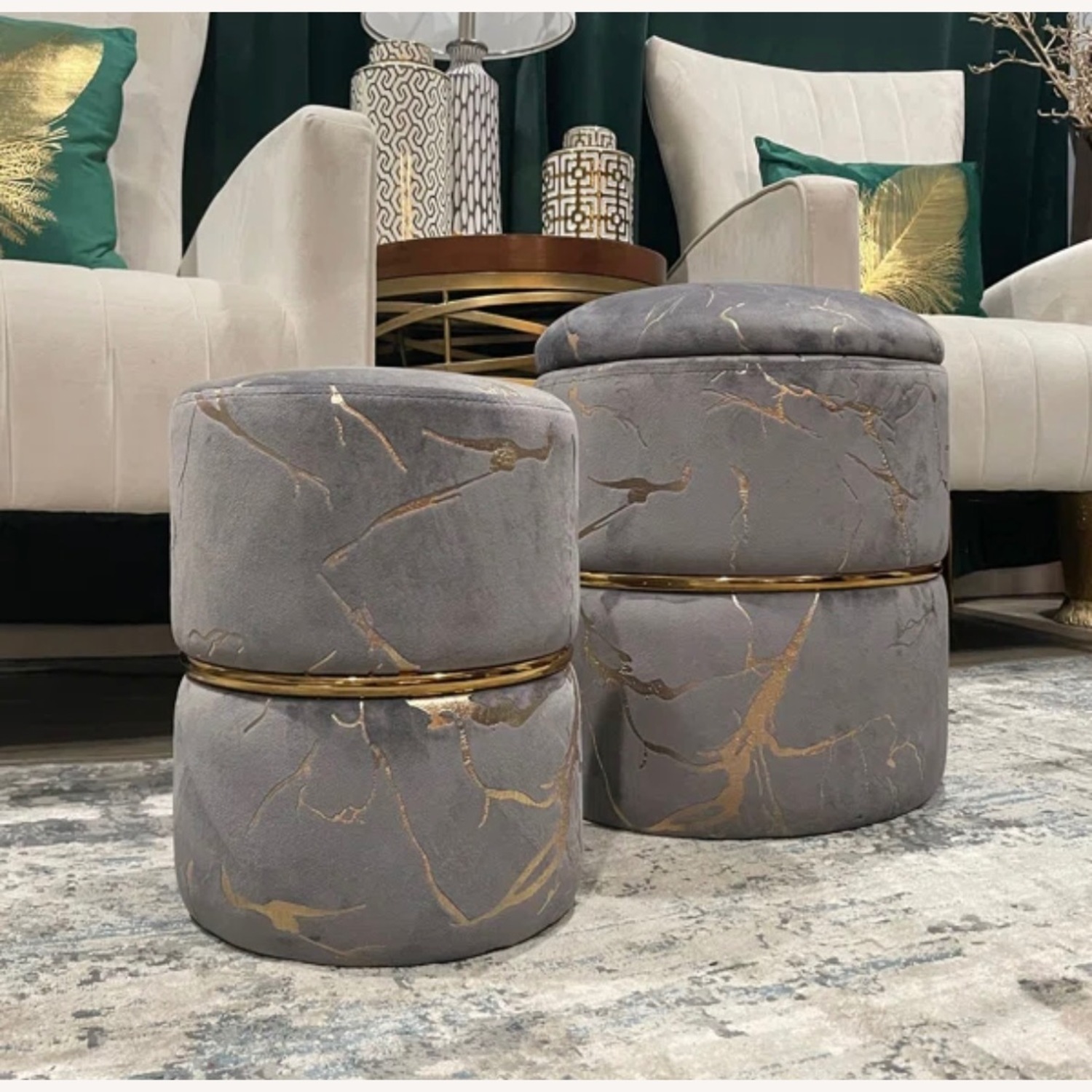 Lilly Eve Velvet Ottoman - image-3