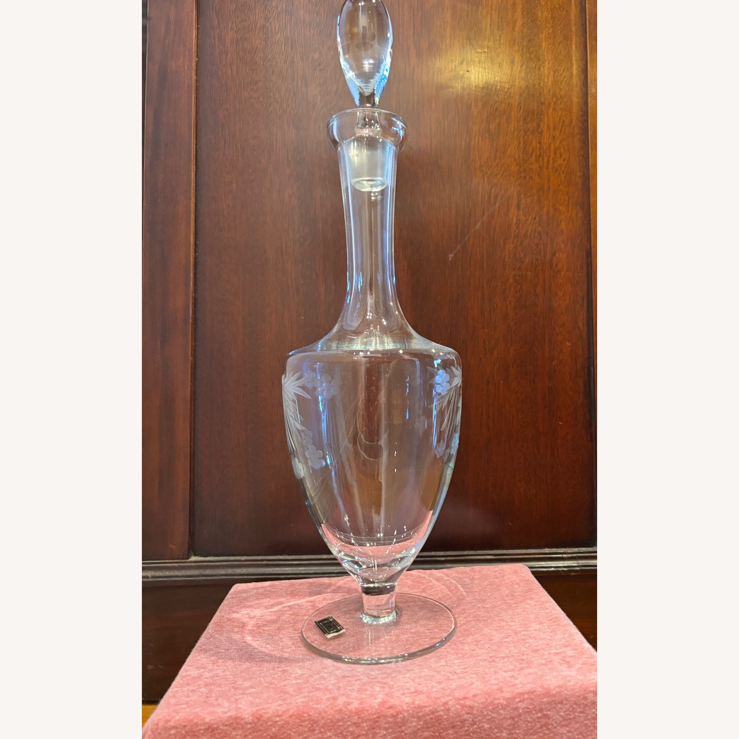 Vintage Hand Cut Toscany Floral Glass Decanter - image-5