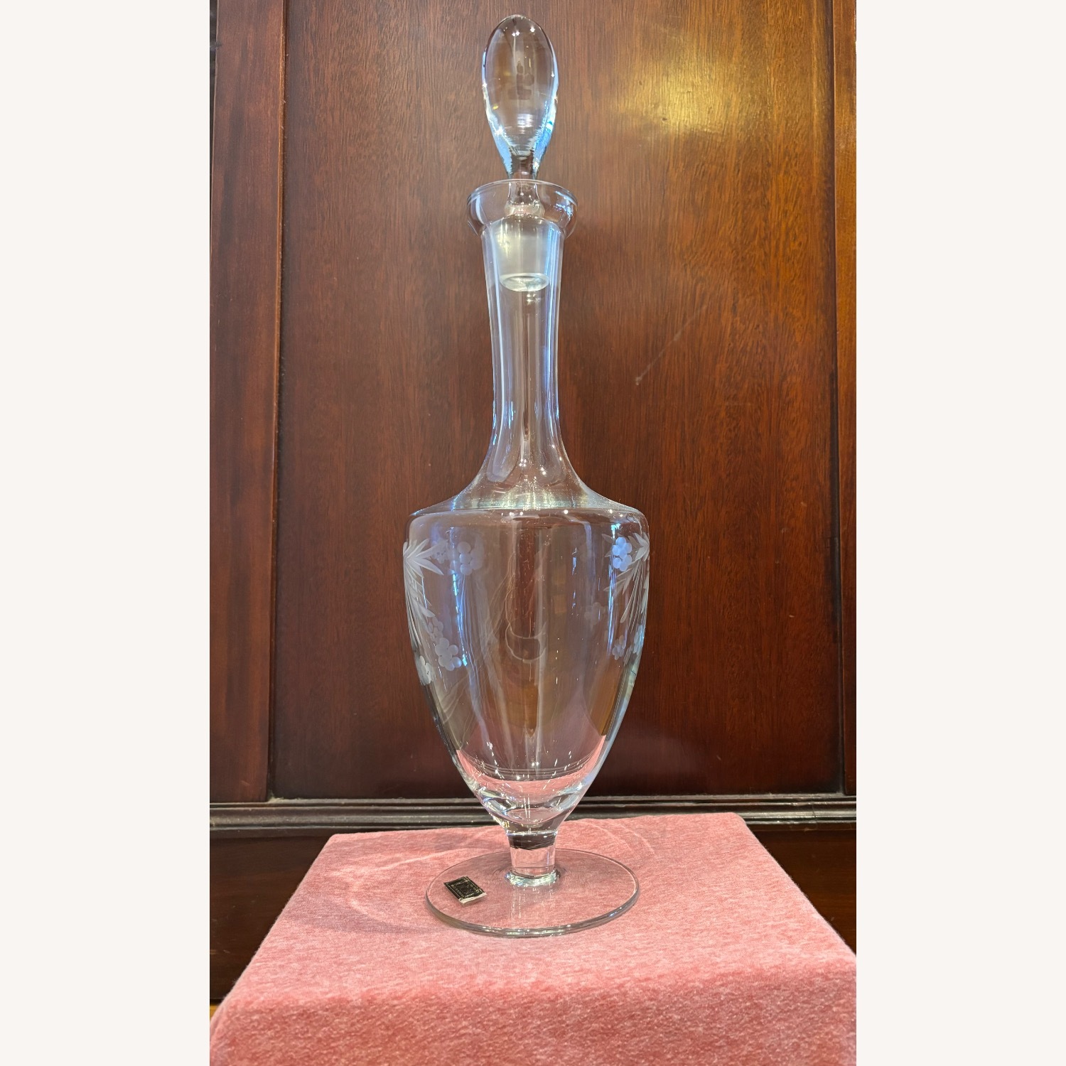 Vintage Hand Cut Toscany Floral Glass Decanter - image-6