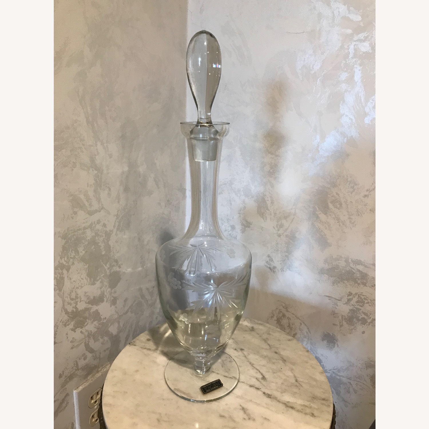 Vintage Hand Cut Toscany Floral Glass Decanter - image-16